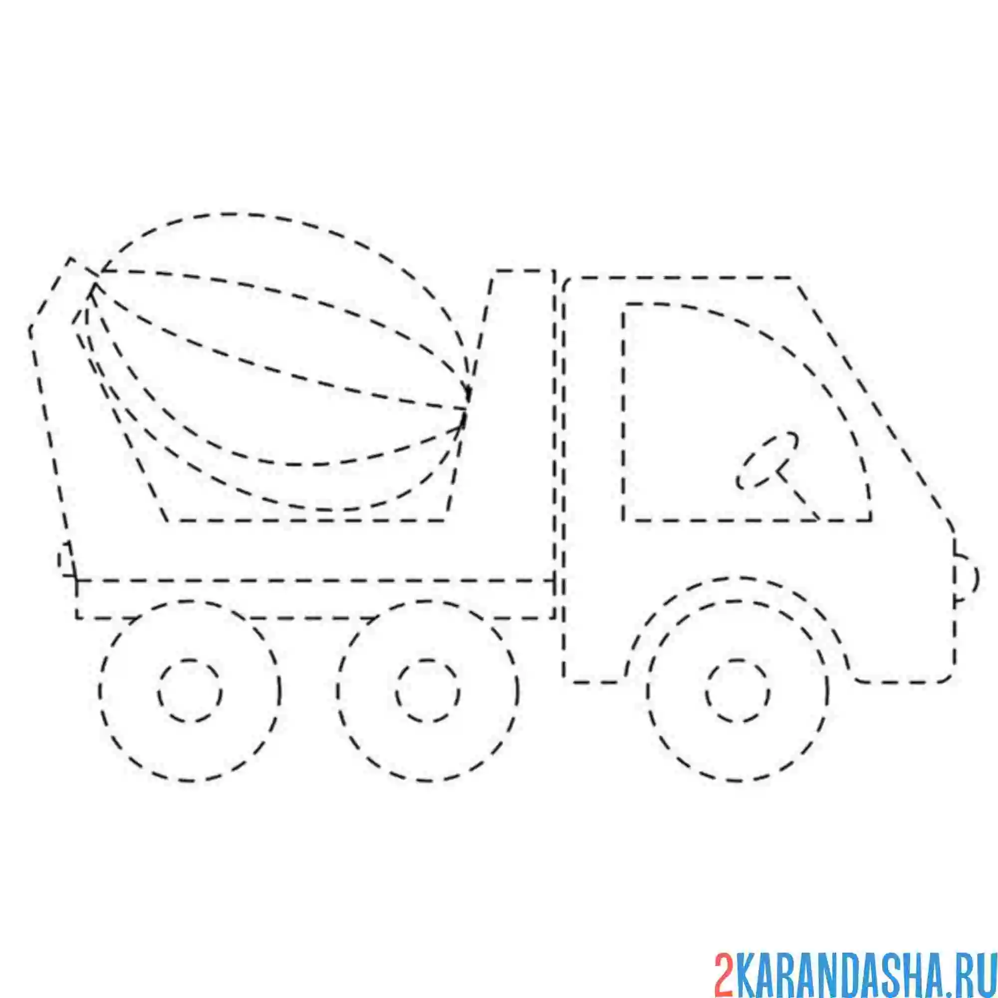 Раскраска бетономешалка по линиям