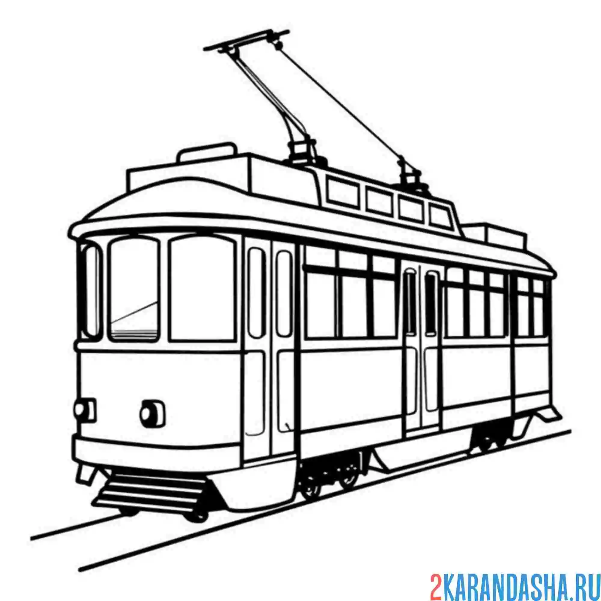 Раскраска трамвай на рельсах