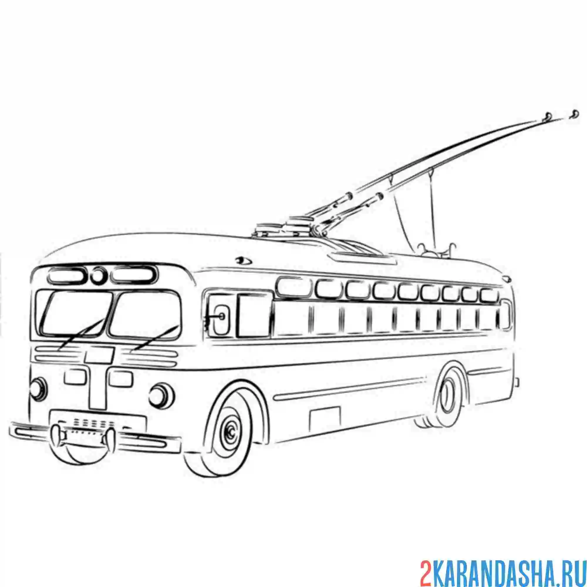 Раскраска ретро-троллейбус