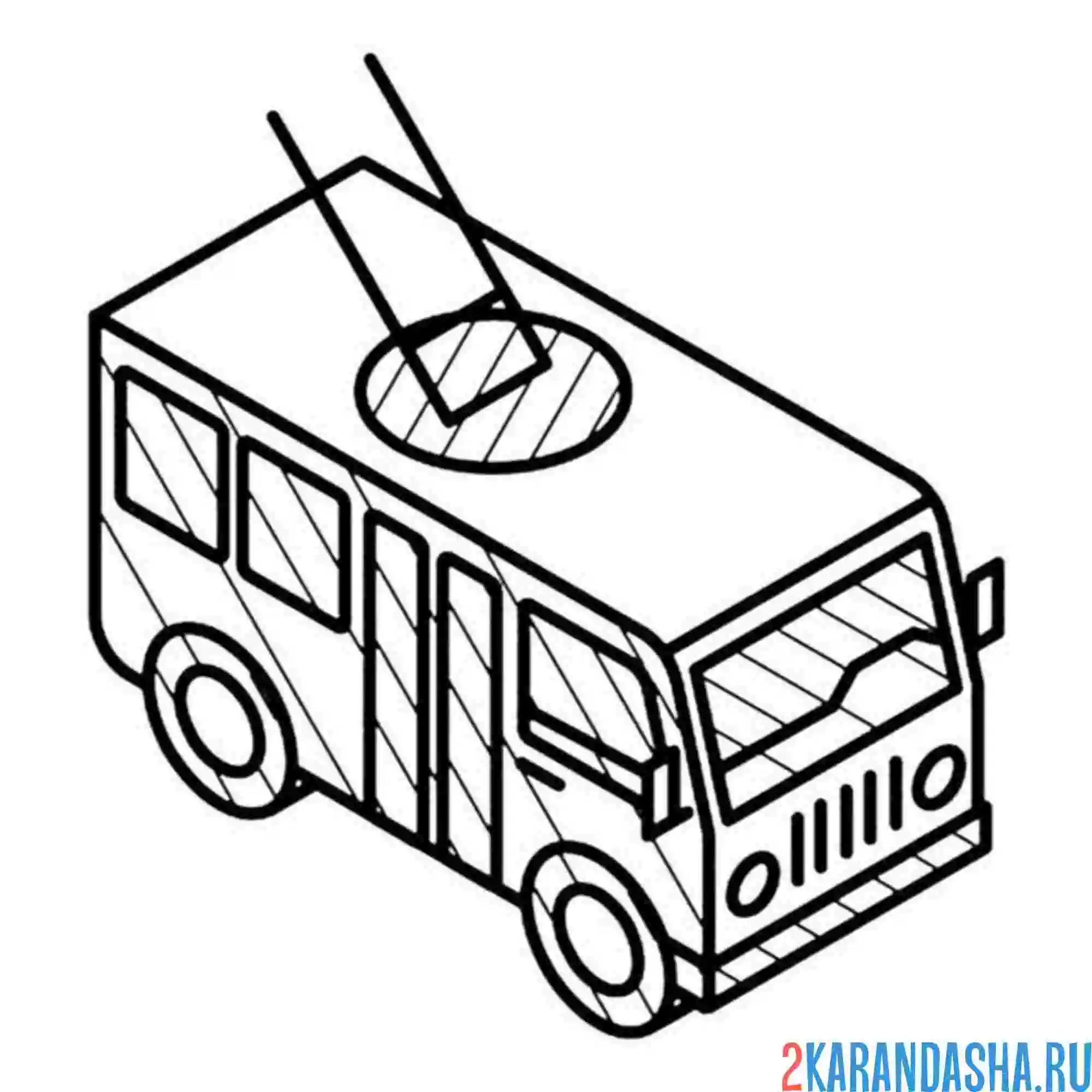 Раскраска троллейбус 3д иконка