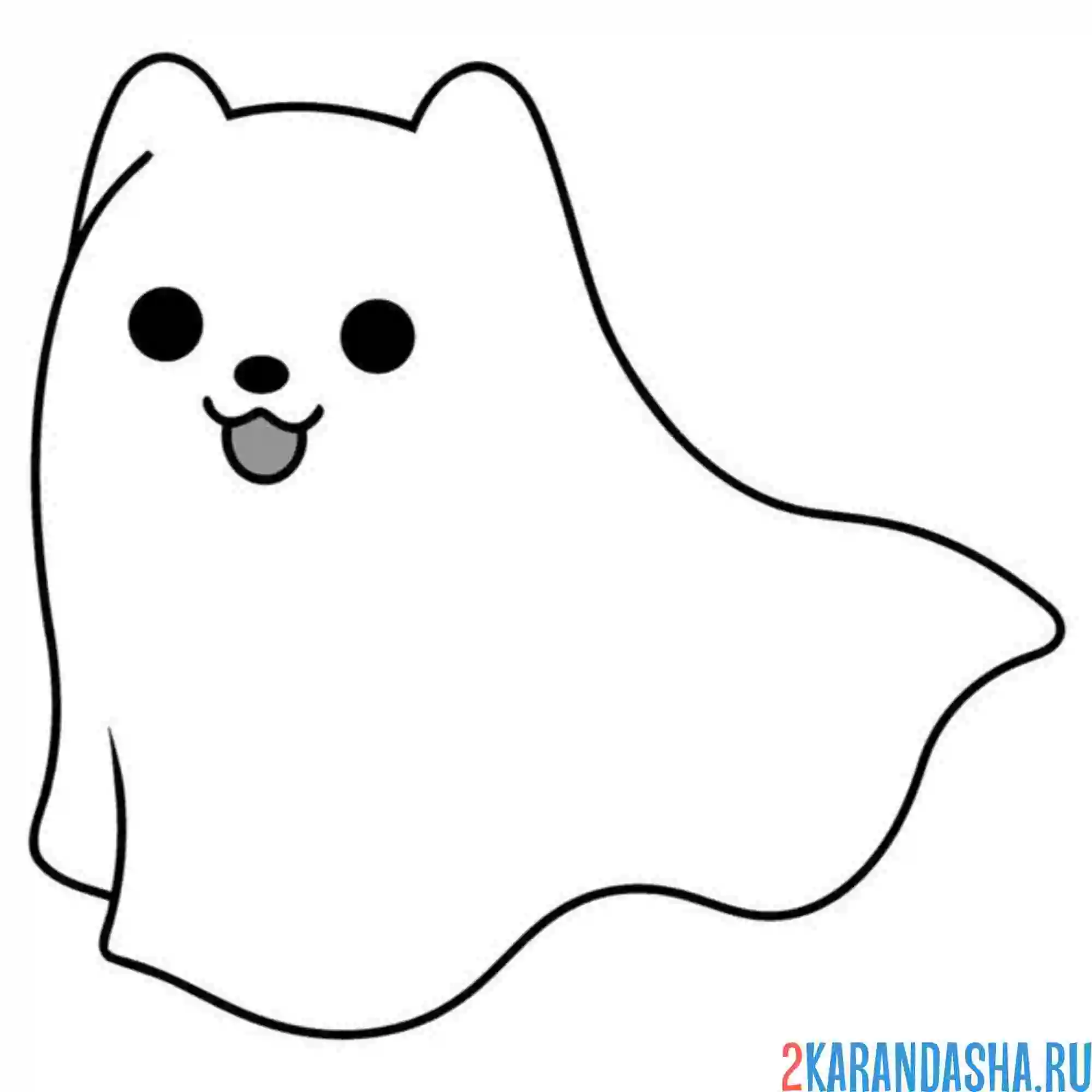 Раскраска котик-привидение