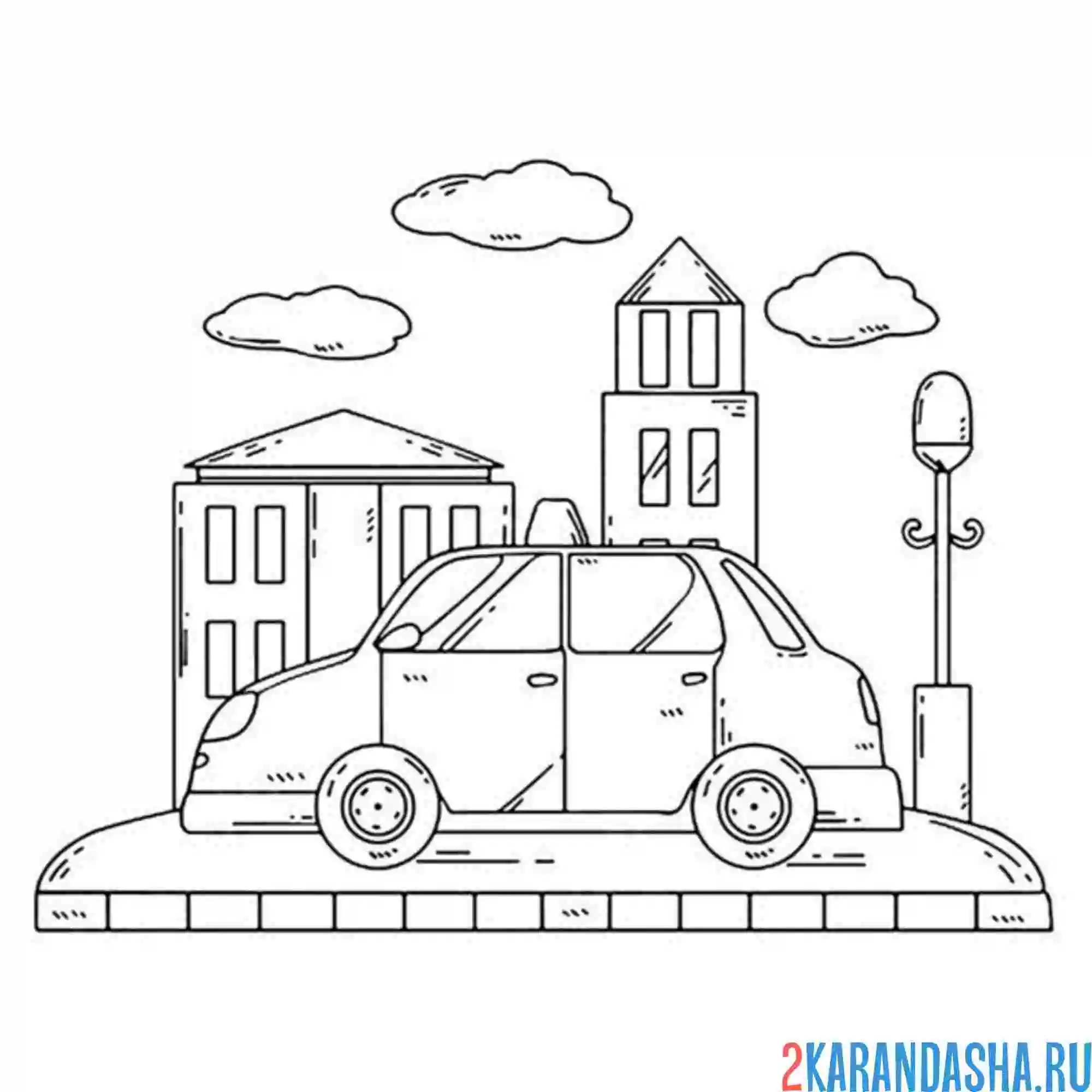 Раскраска такси в городе