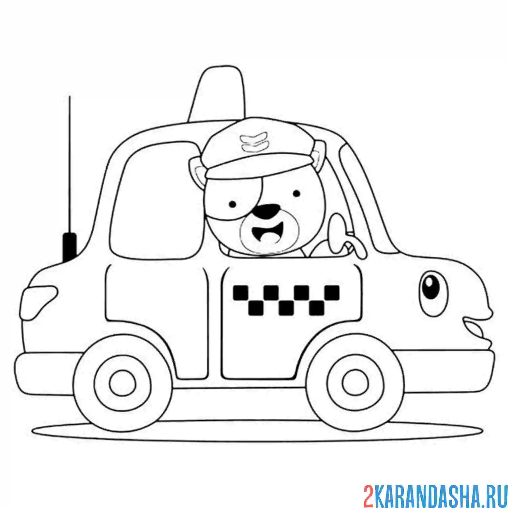 Раскраска мишка такси