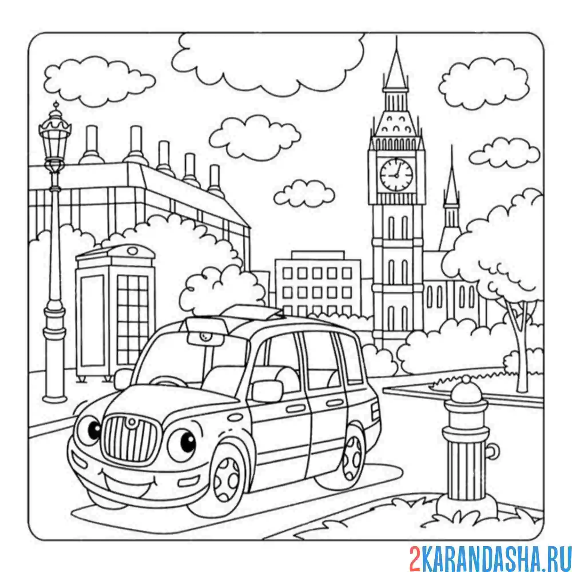 Раскраска лондон такси