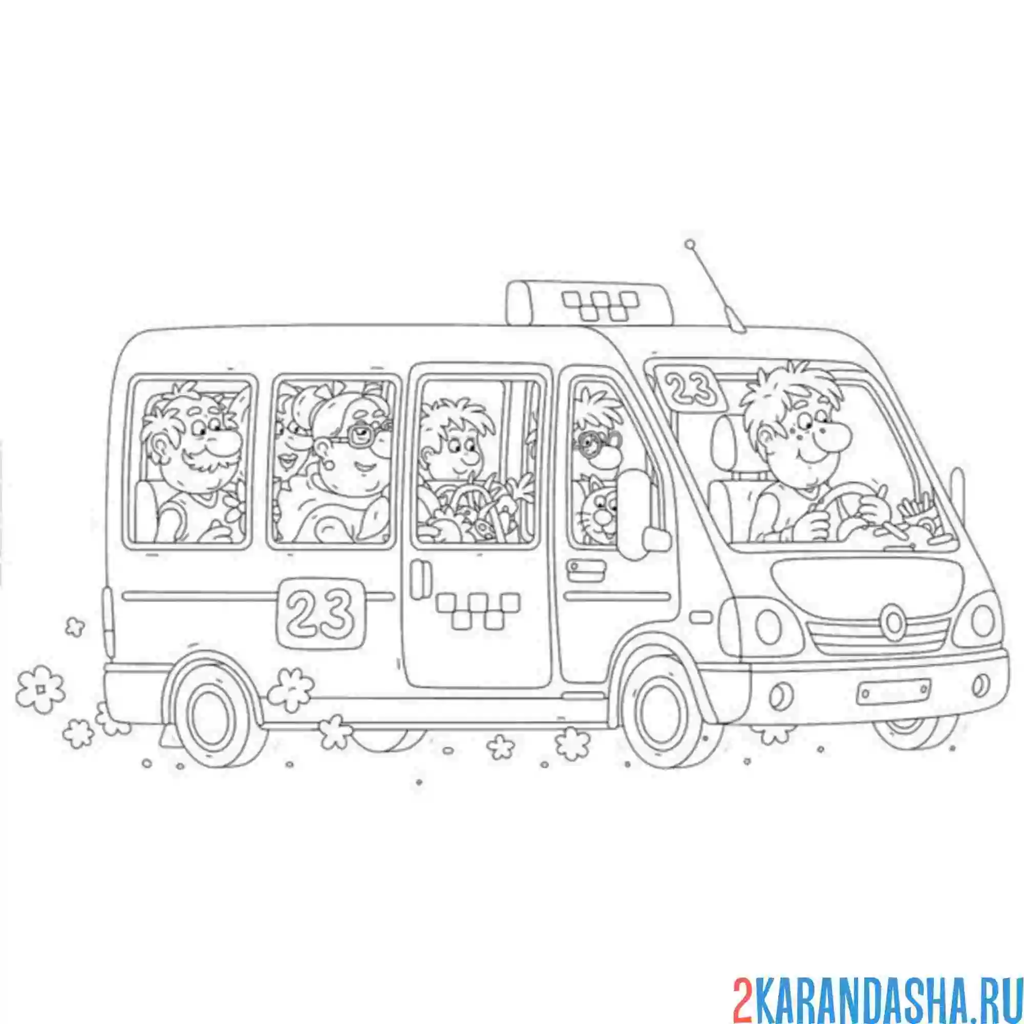 Раскраска маршрутное такси россия