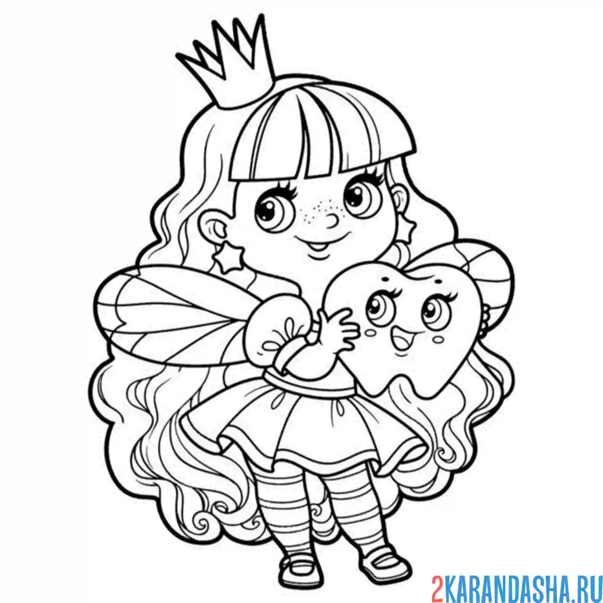 Раскраска зубная фея принцесса