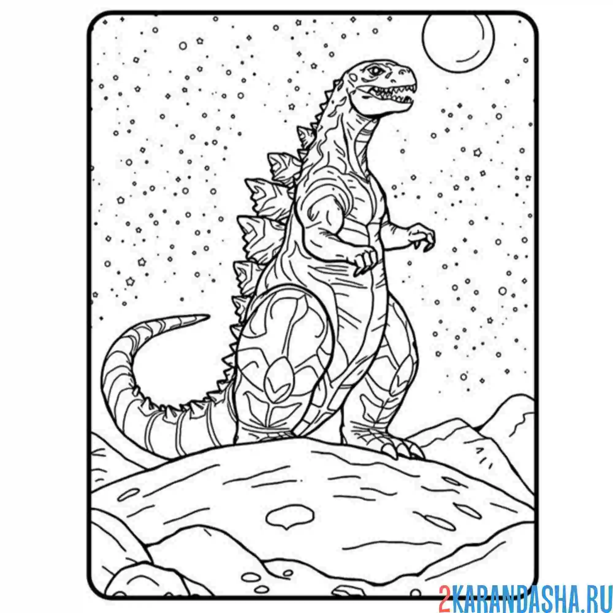 Раскраска годзилла ночью