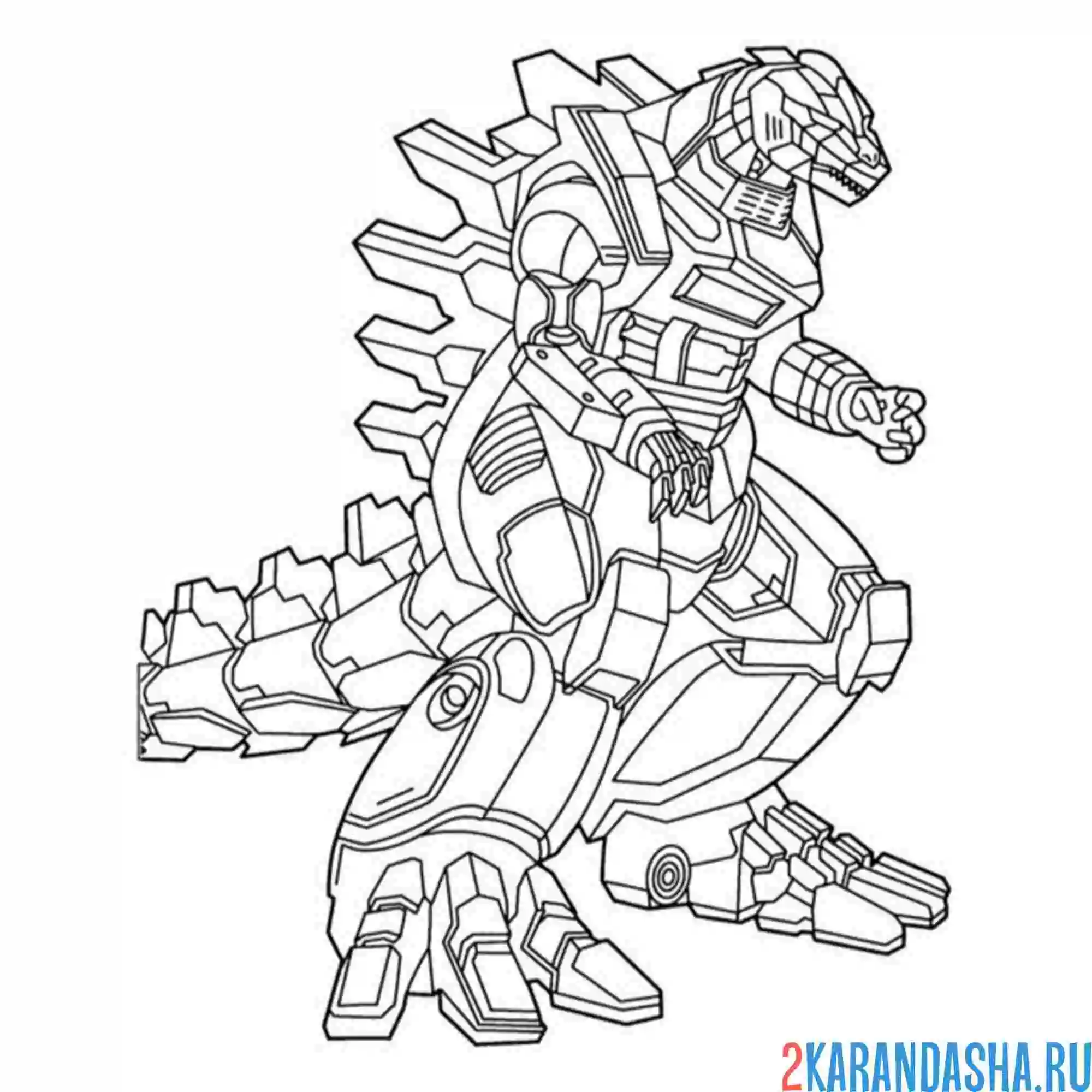 Раскраска годзилла как робот