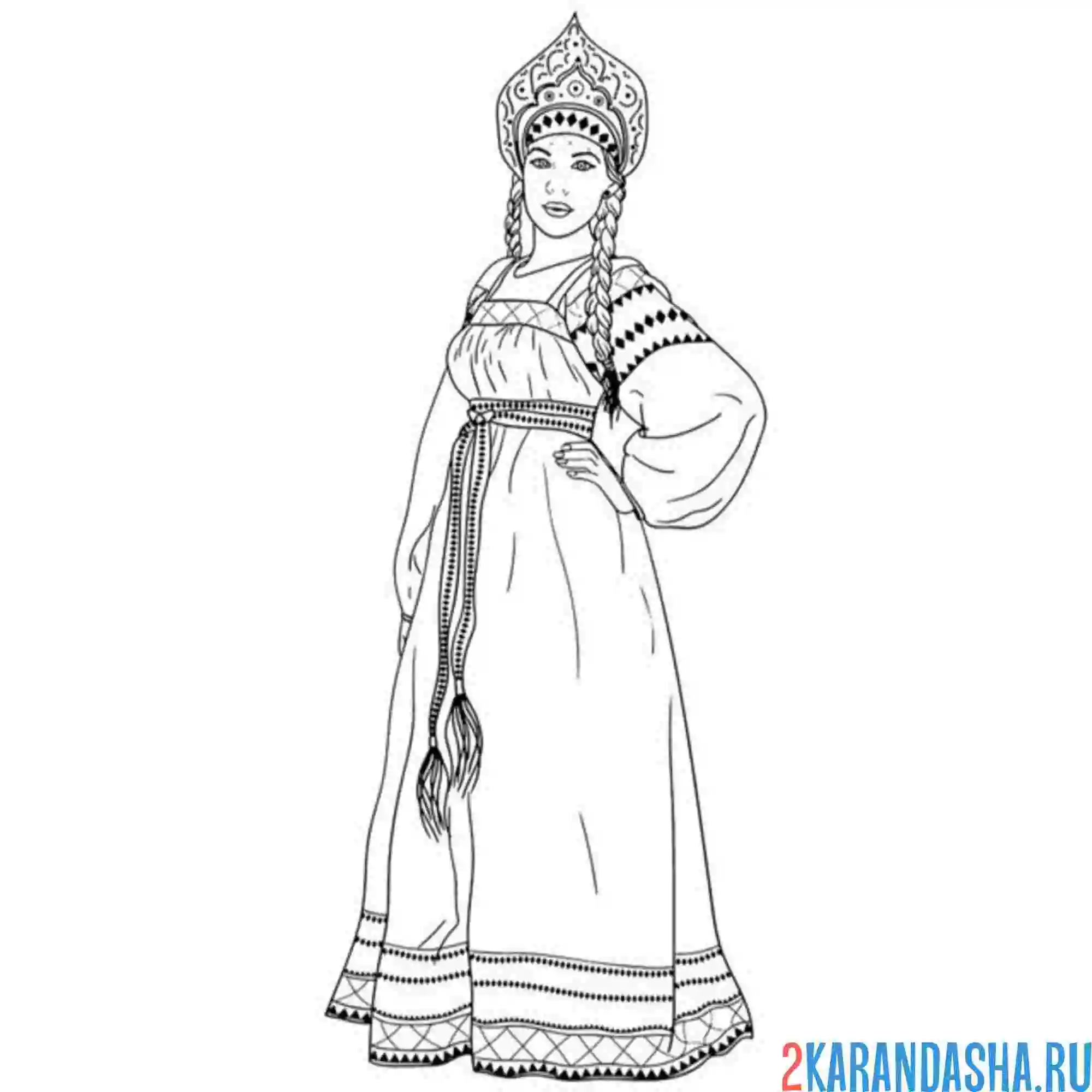 Раскраска русская краса московская