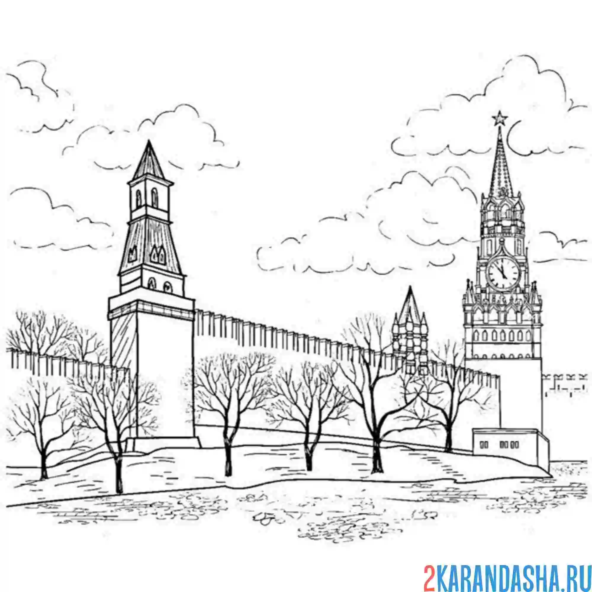 Раскраска кремль москва город