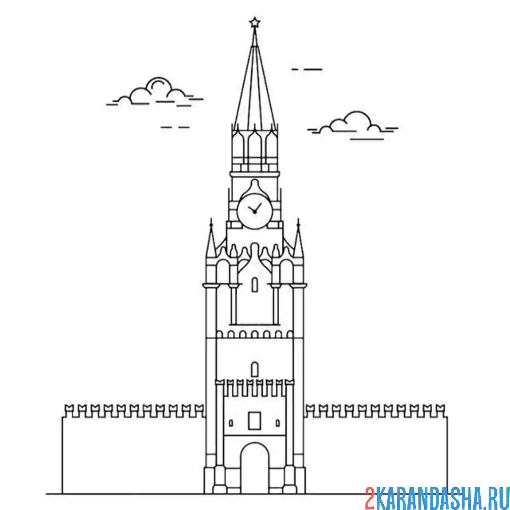 Раскраска спасская башня москва