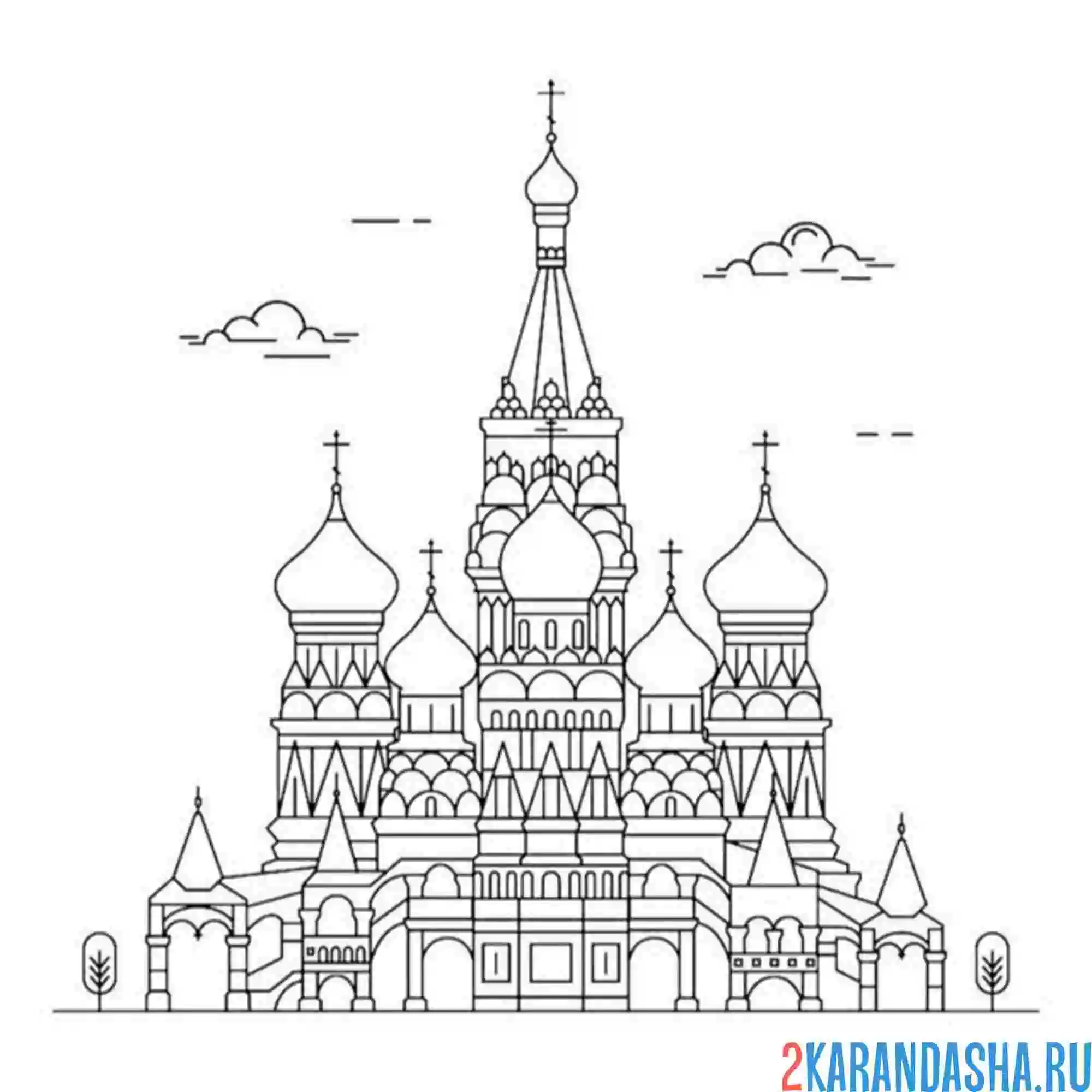 Раскраска храм москва деревянный