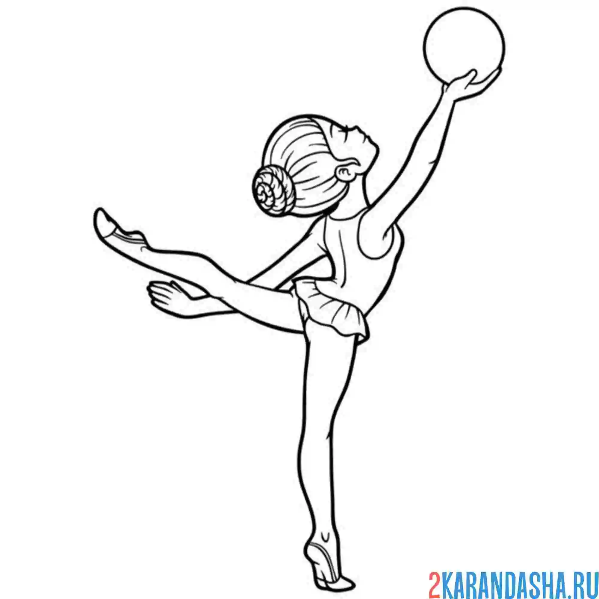 Раскраска художественная гимнастика с мячом