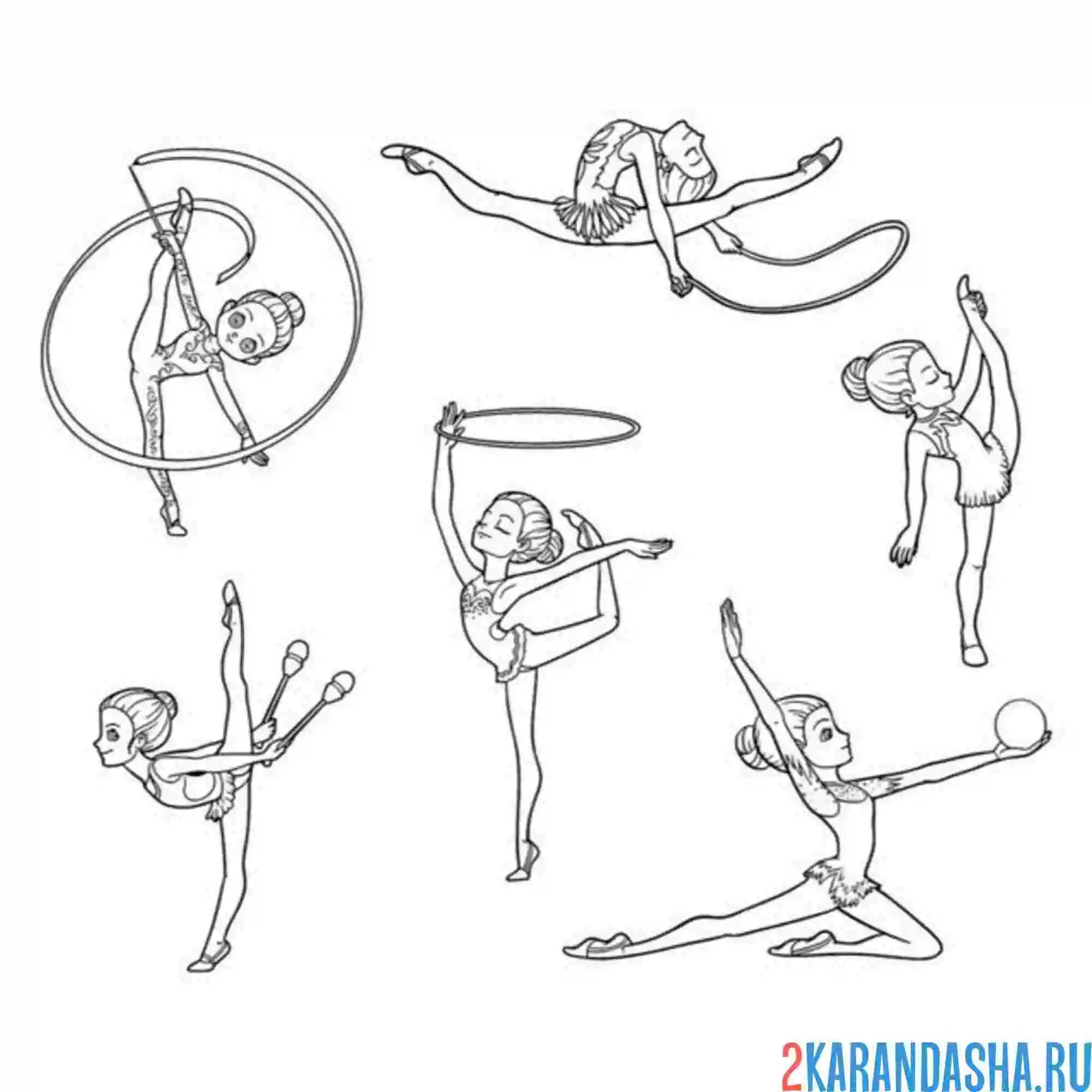 Раскраска художественная гимнастика все снаряды