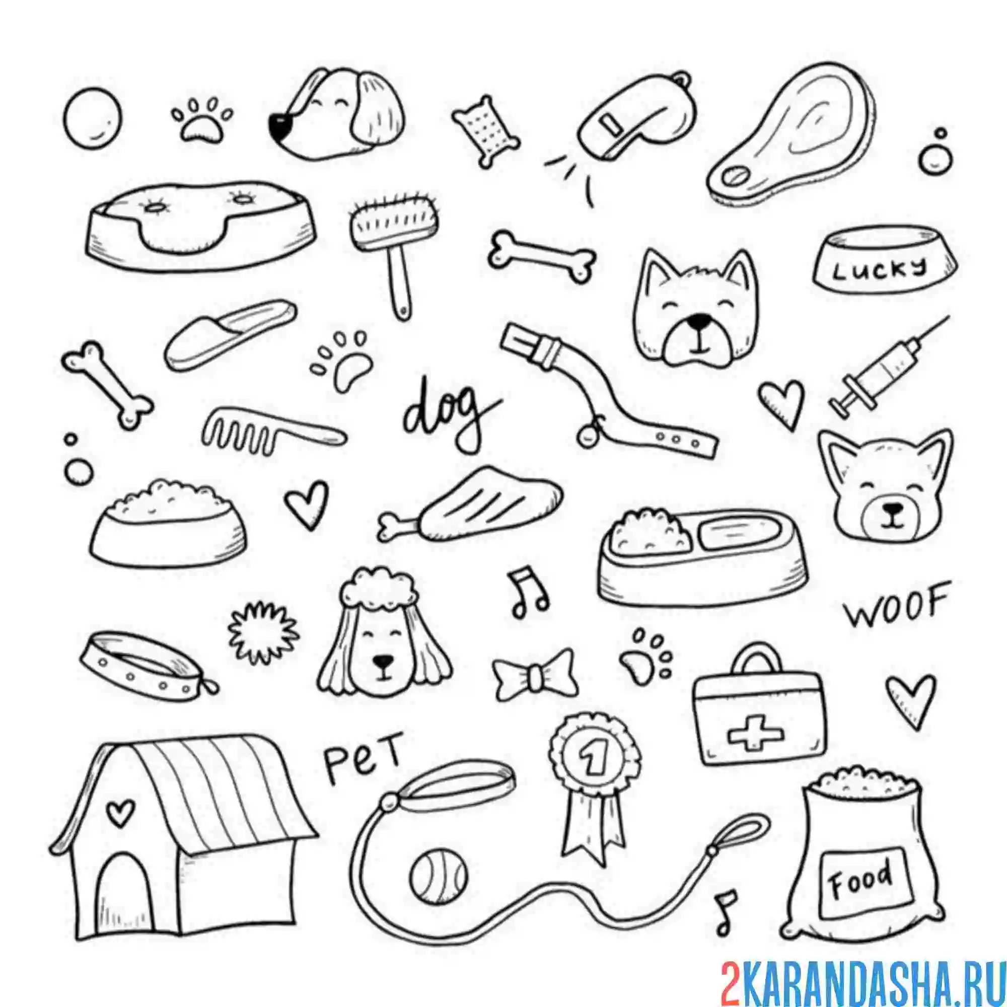 Раскраска атрибутика для собаки