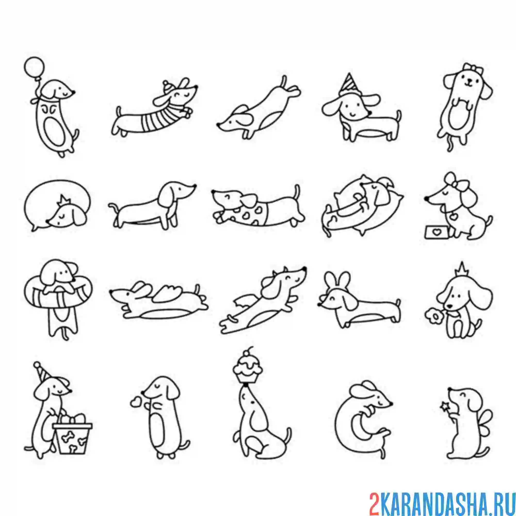 Раскраска наклейки такса