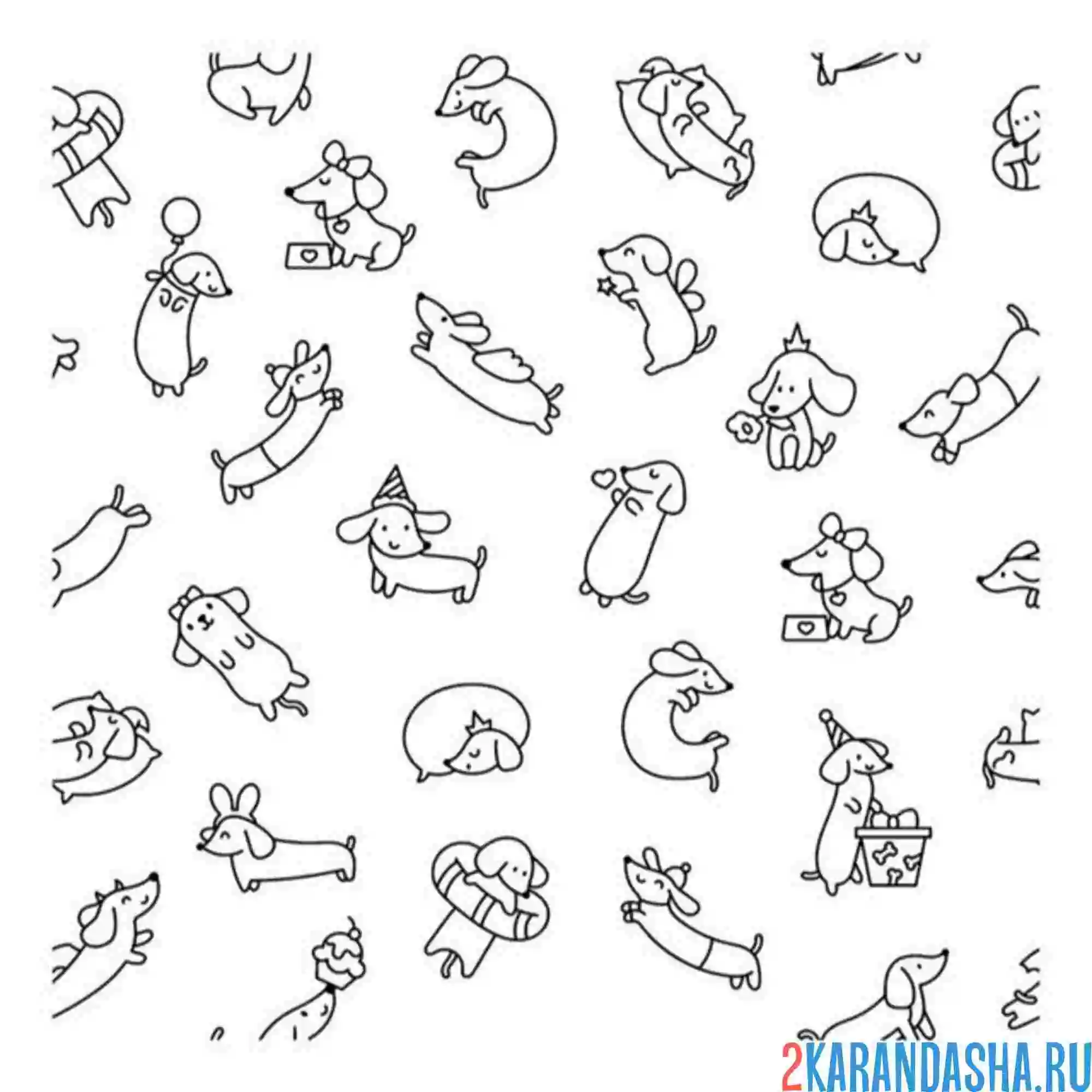 Раскраска разные иконки такса