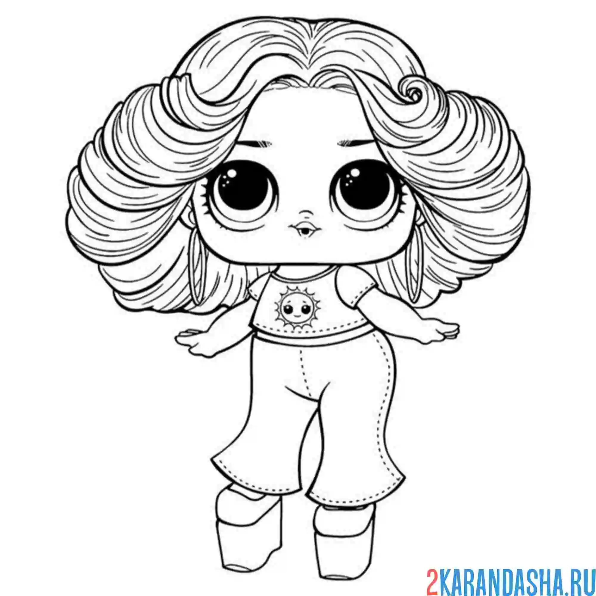 Раскраска кукла лол прическа пышная