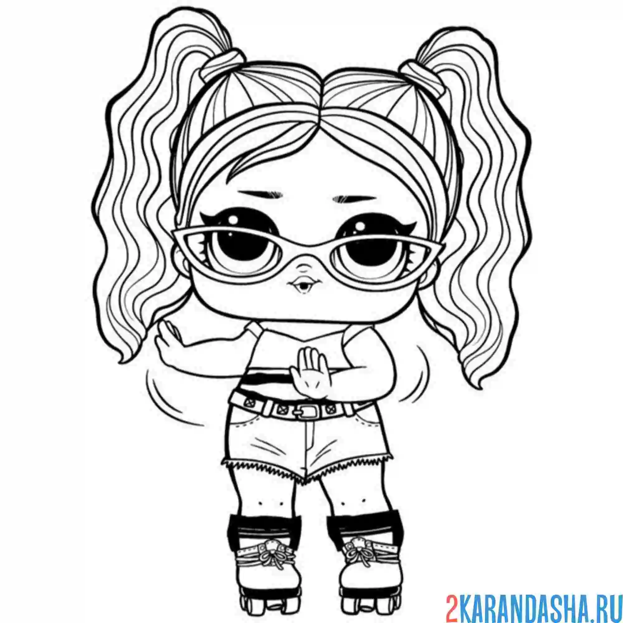 Раскраска кукла лол на роликах