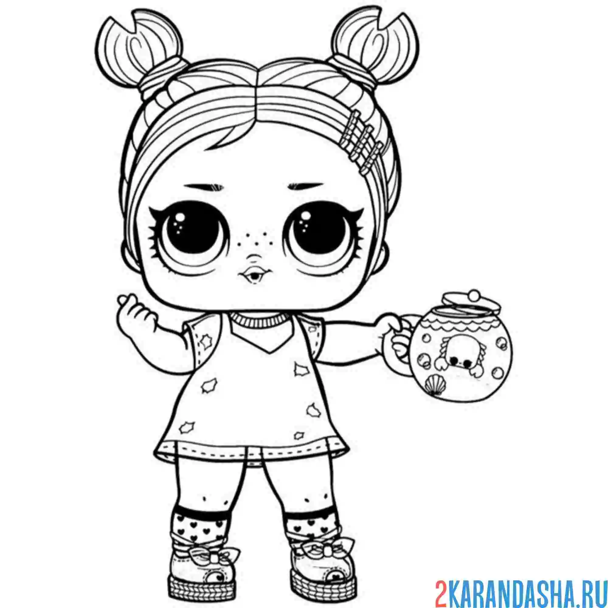 Раскраска кукла лол и аквариум