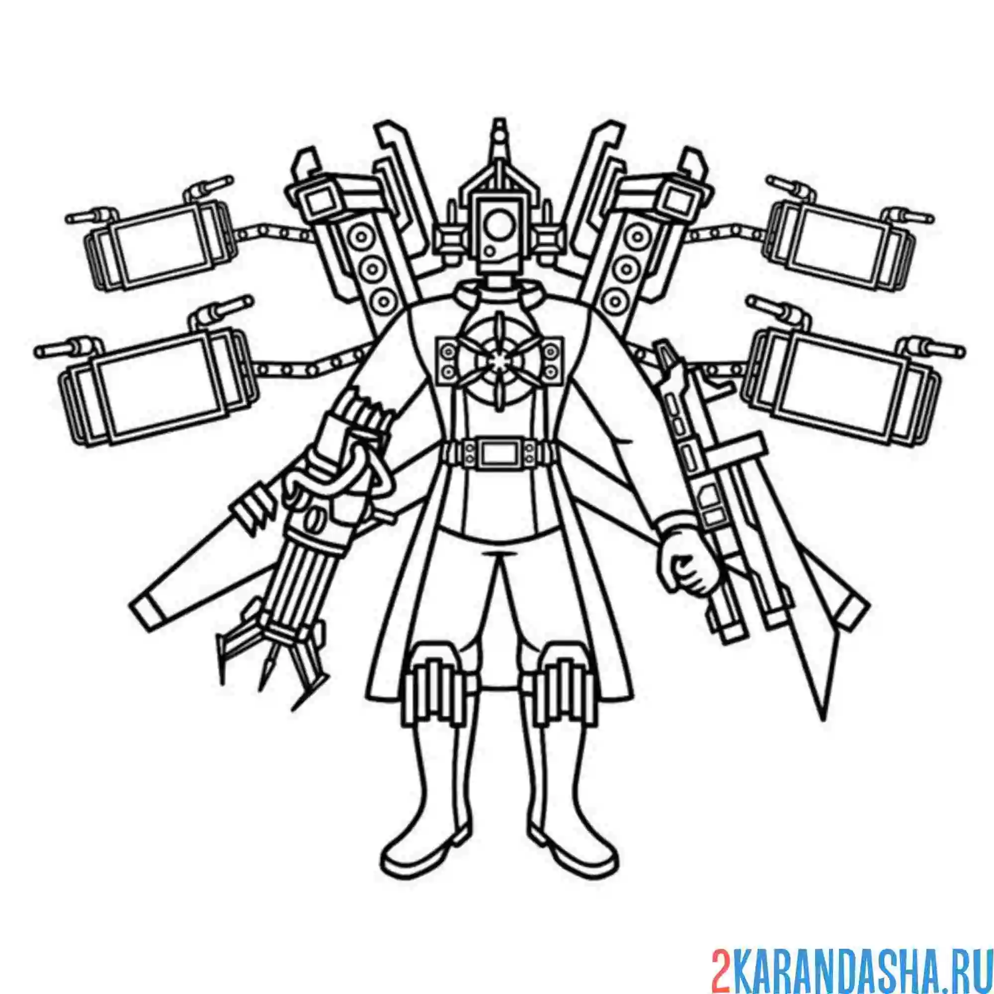 Раскраска camera+tv+speakerman titan