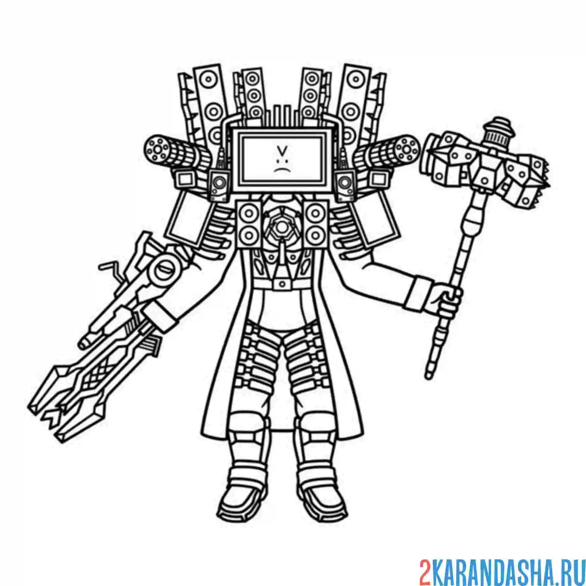 Раскраска tv+speaker+cameraman titan