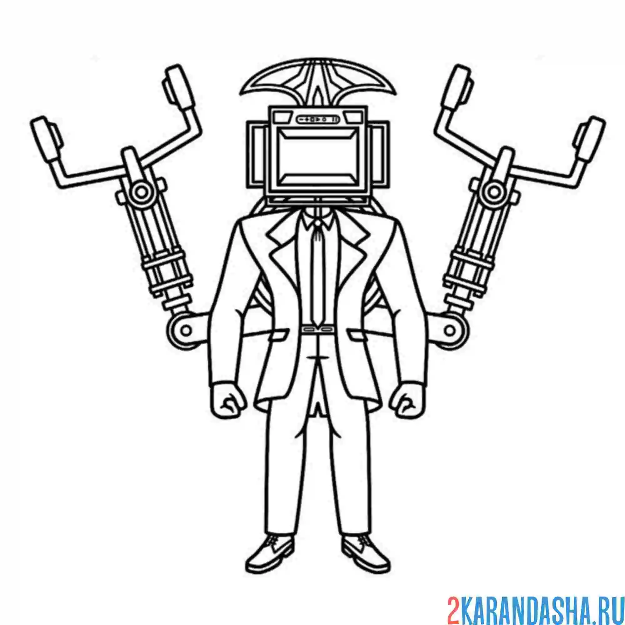 Раскраска upgraded large tv man