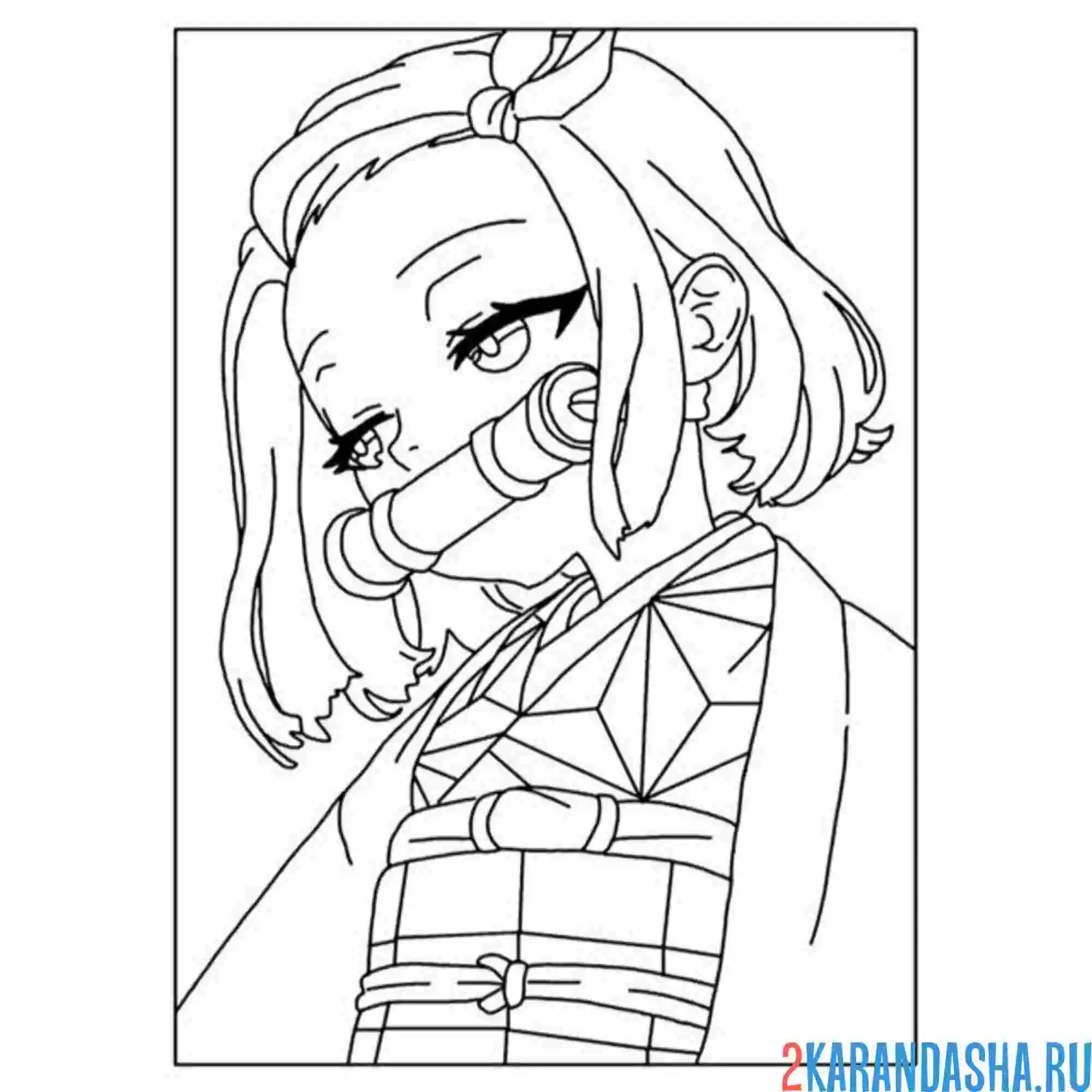 Раскраска незуко камадо с короткими волосами