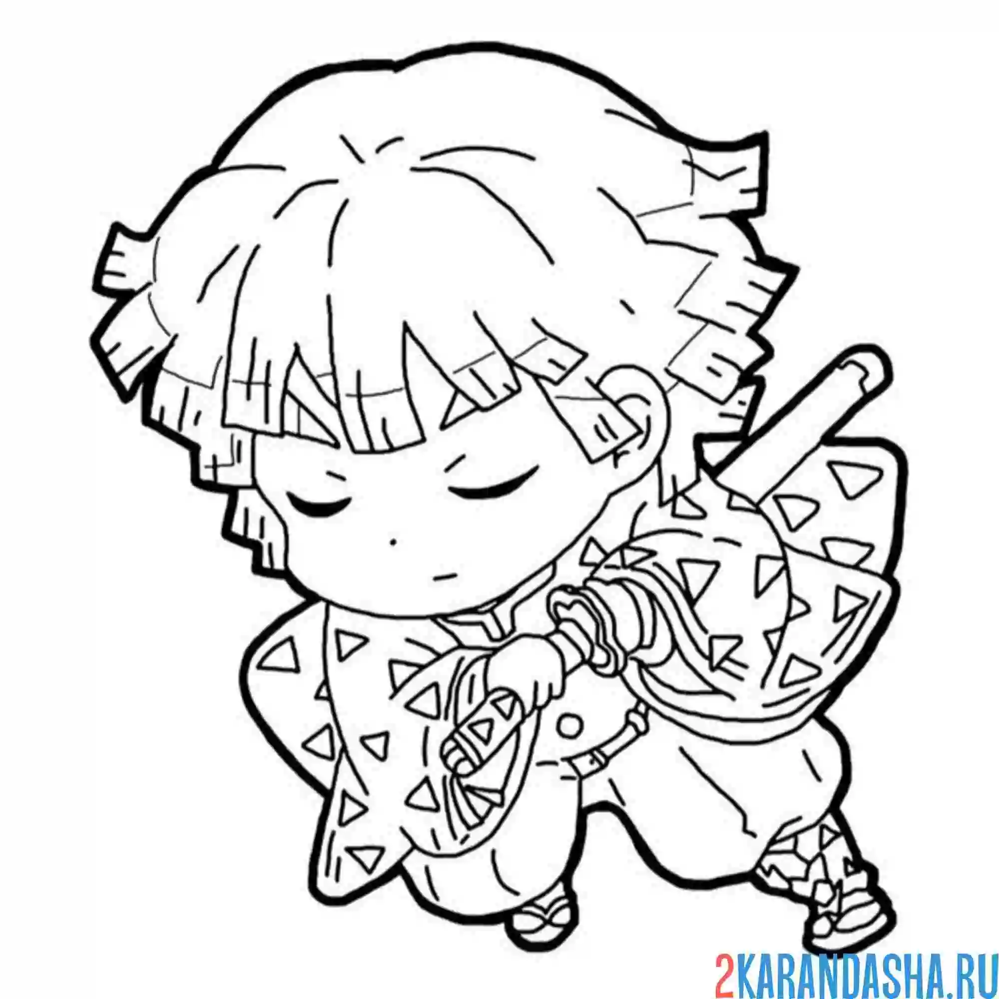 Раскраска клинок, рассекающий демонов аниме персонаж