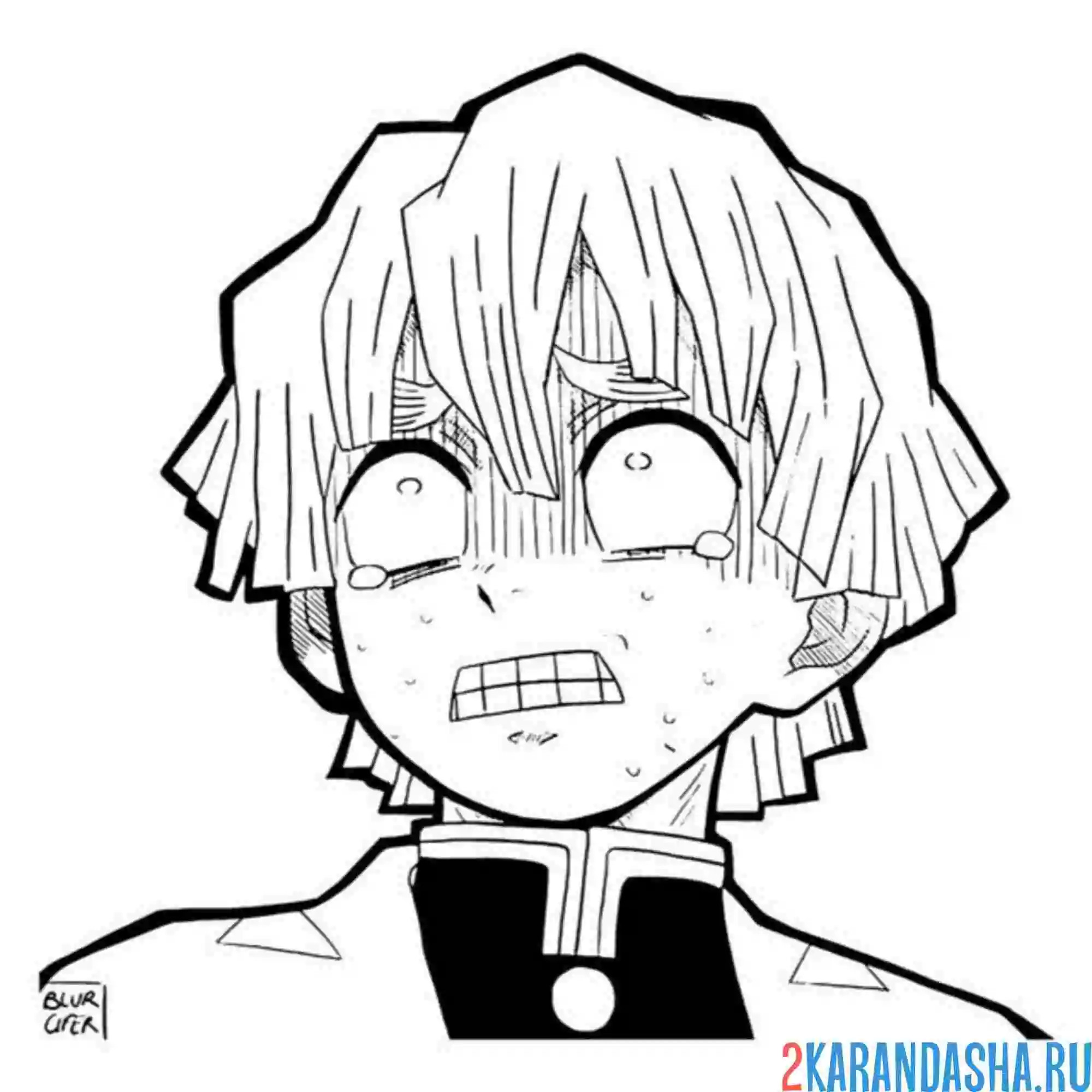 Раскраска zenitsu agatsuma клинок рассекающий демонов