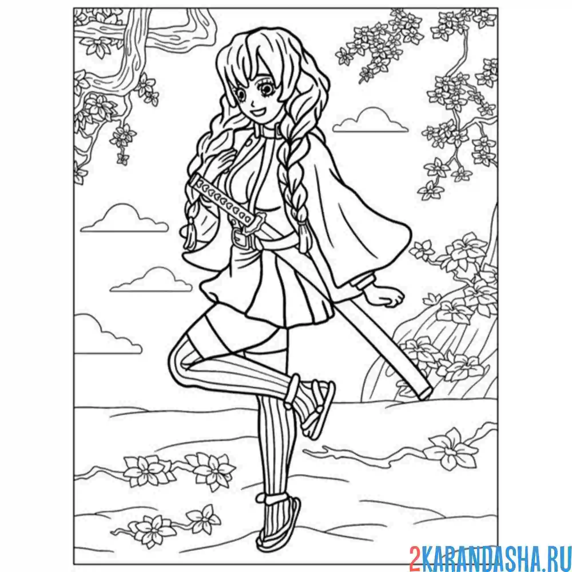 Раскраска micuri kanrodzhi  клинок рассекающий демонов