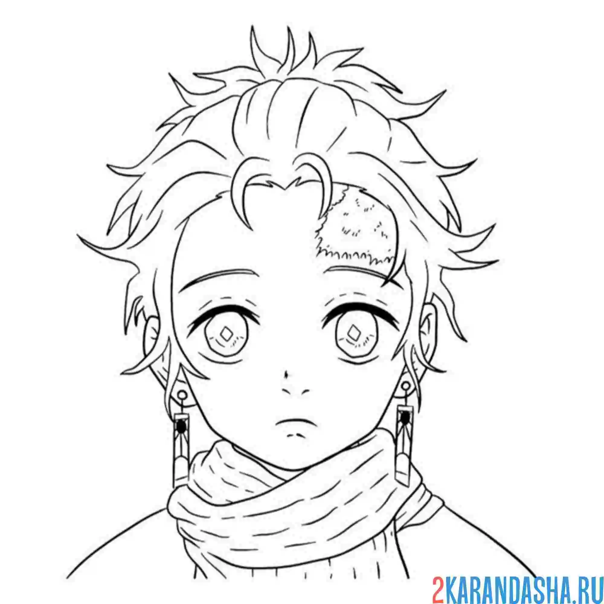 Раскраска tanjiro with man bun