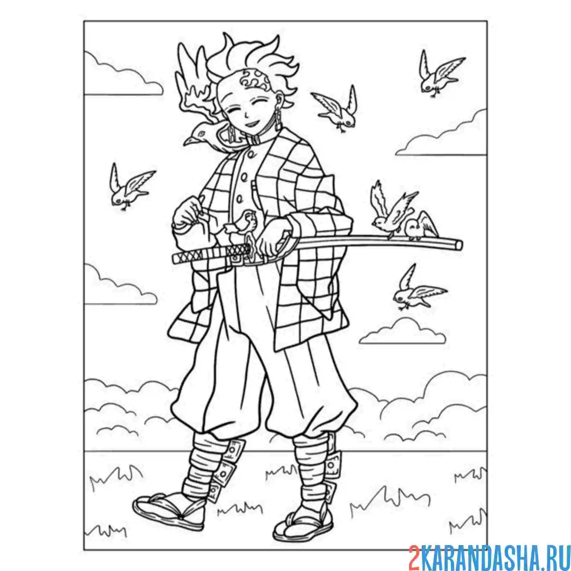 Раскраска клинок рассекающий демонов охота