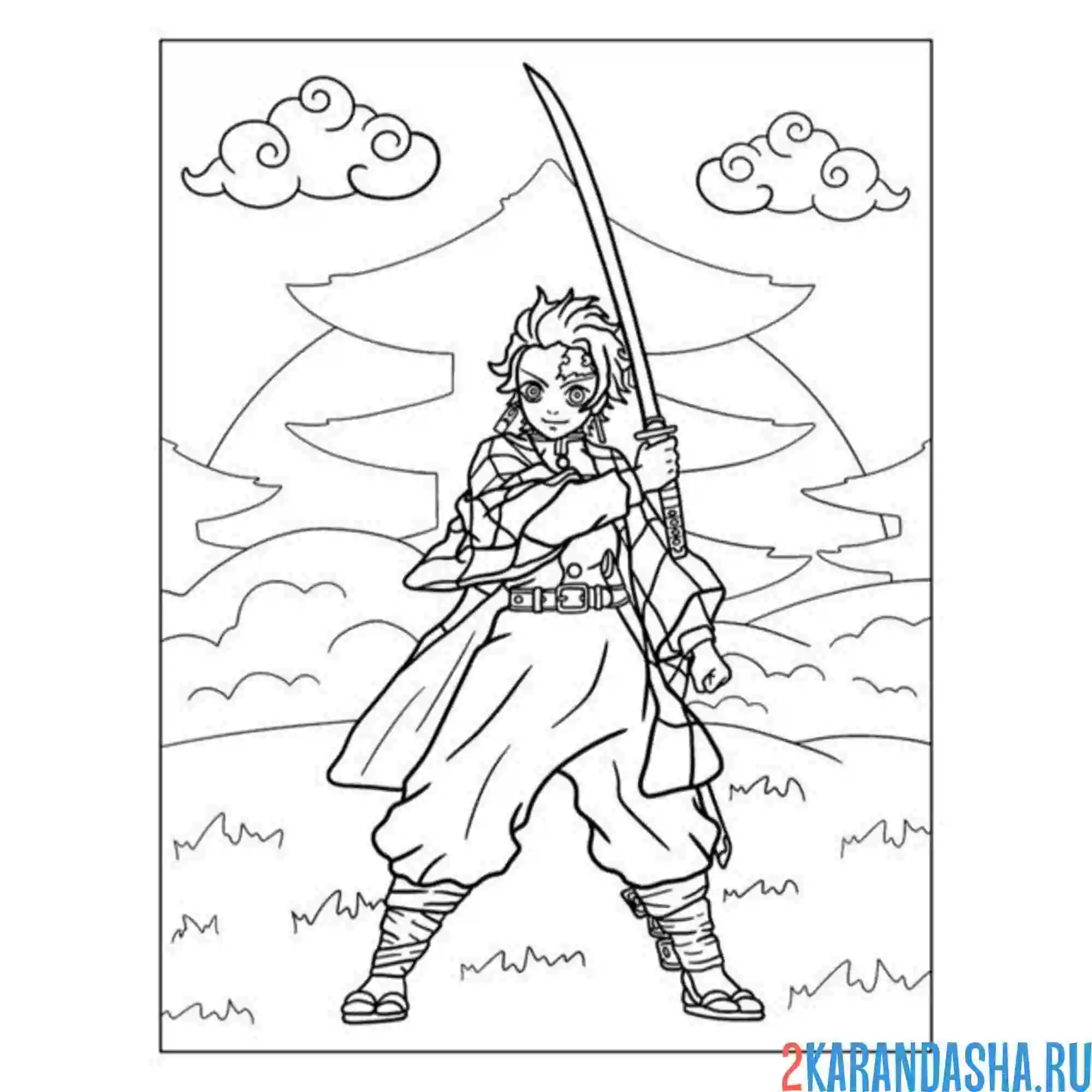 Раскраска клинок рассекающий демонов танджиро