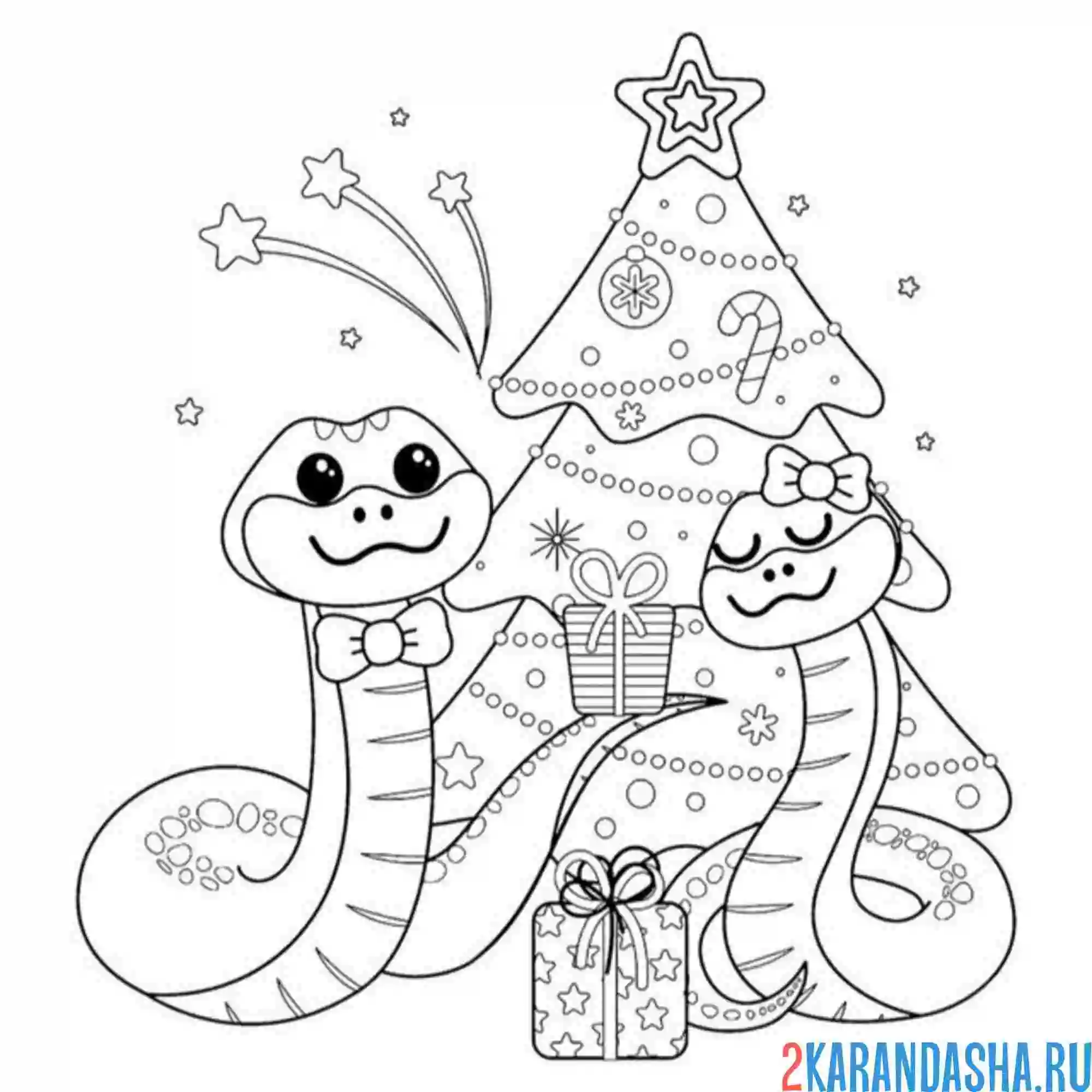 Раскраска две змеи 2025 год