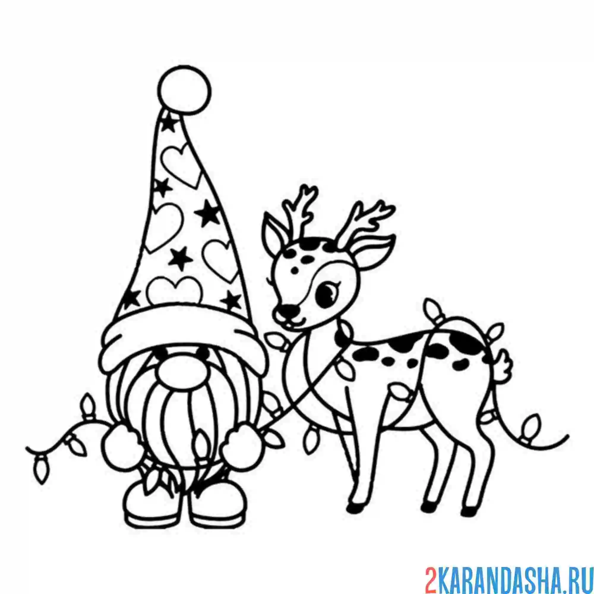 Раскраска новогодний гном 2025 год