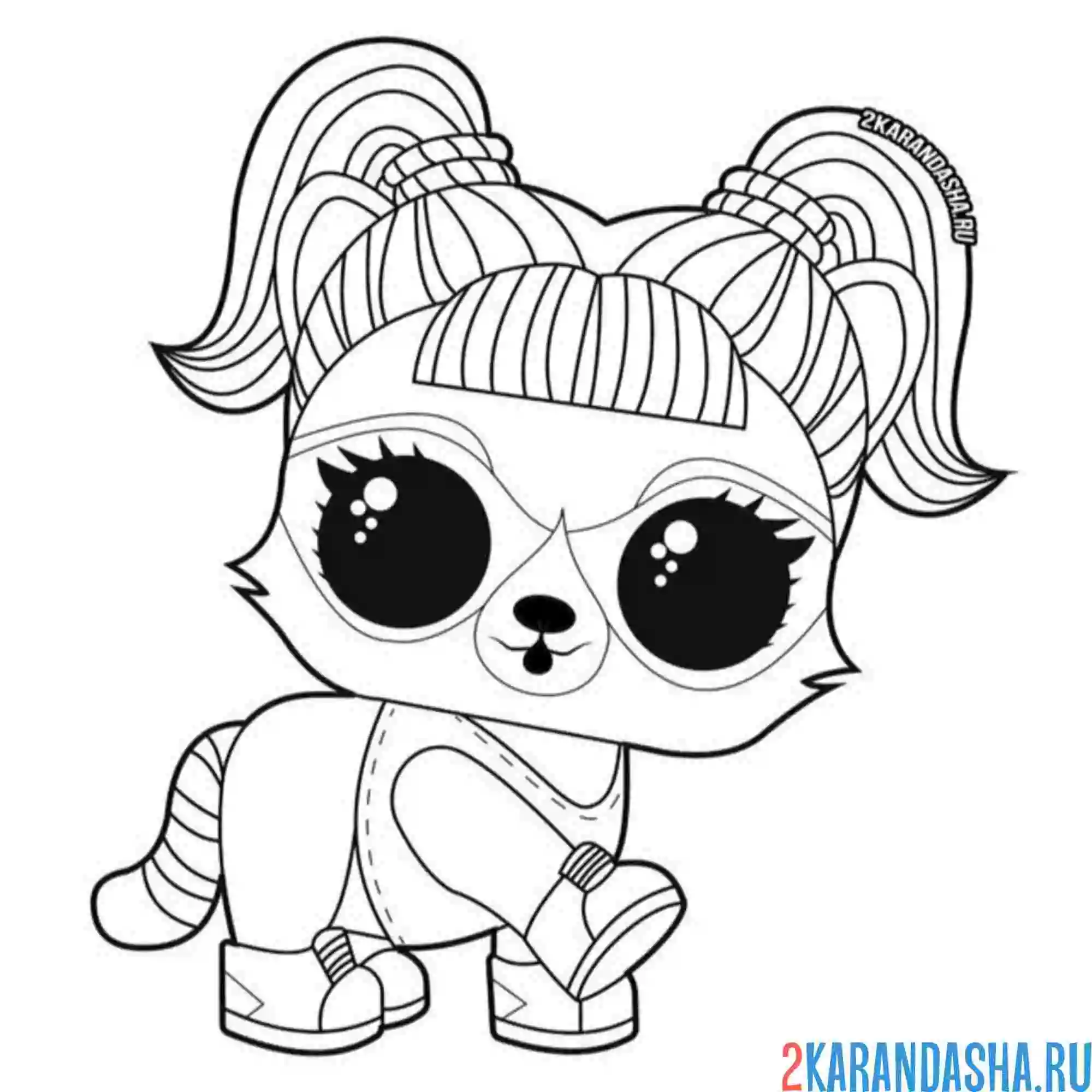 Раскраска лол питомцы енот. ох, бандит бандит