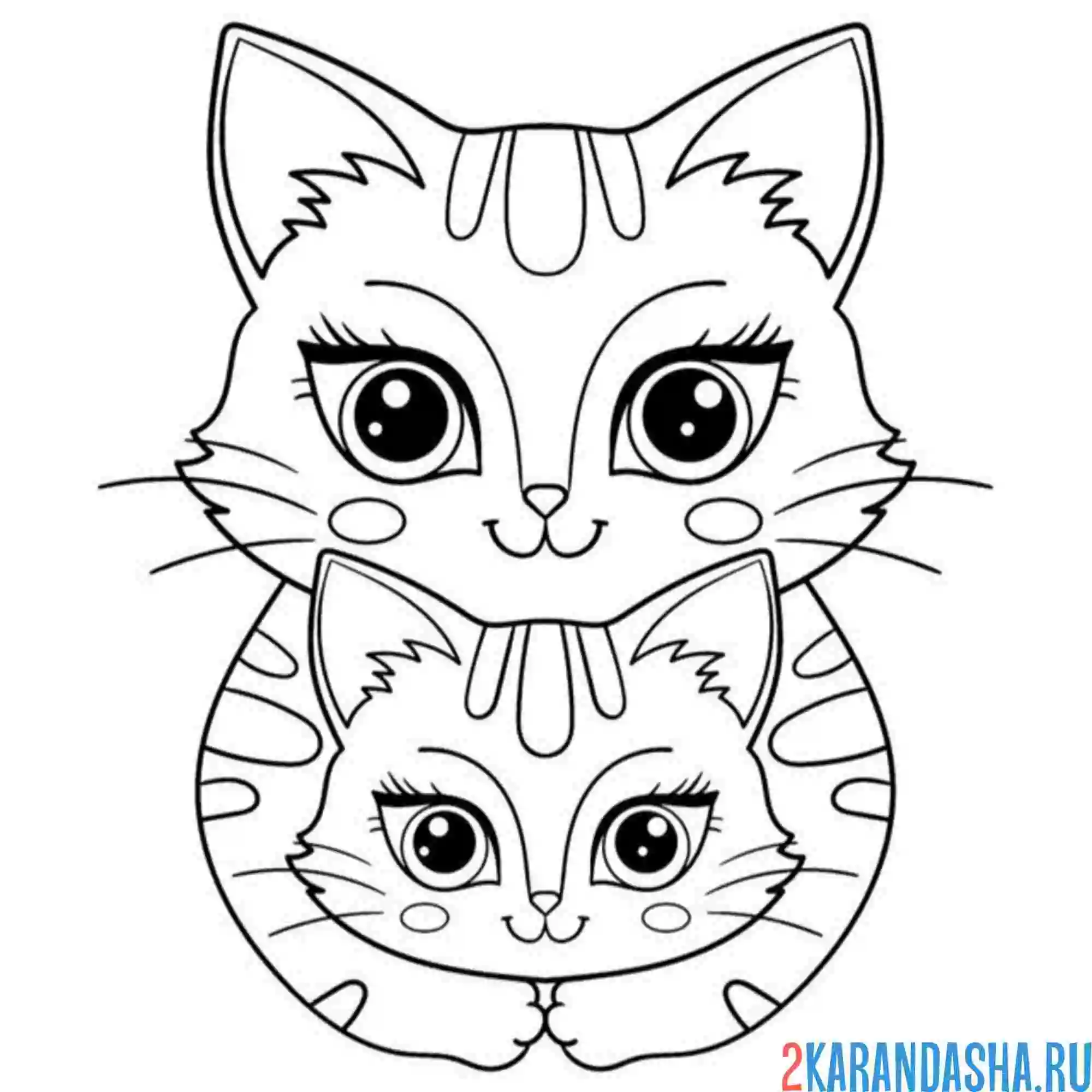 Раскраска мама кошка и котенок милость