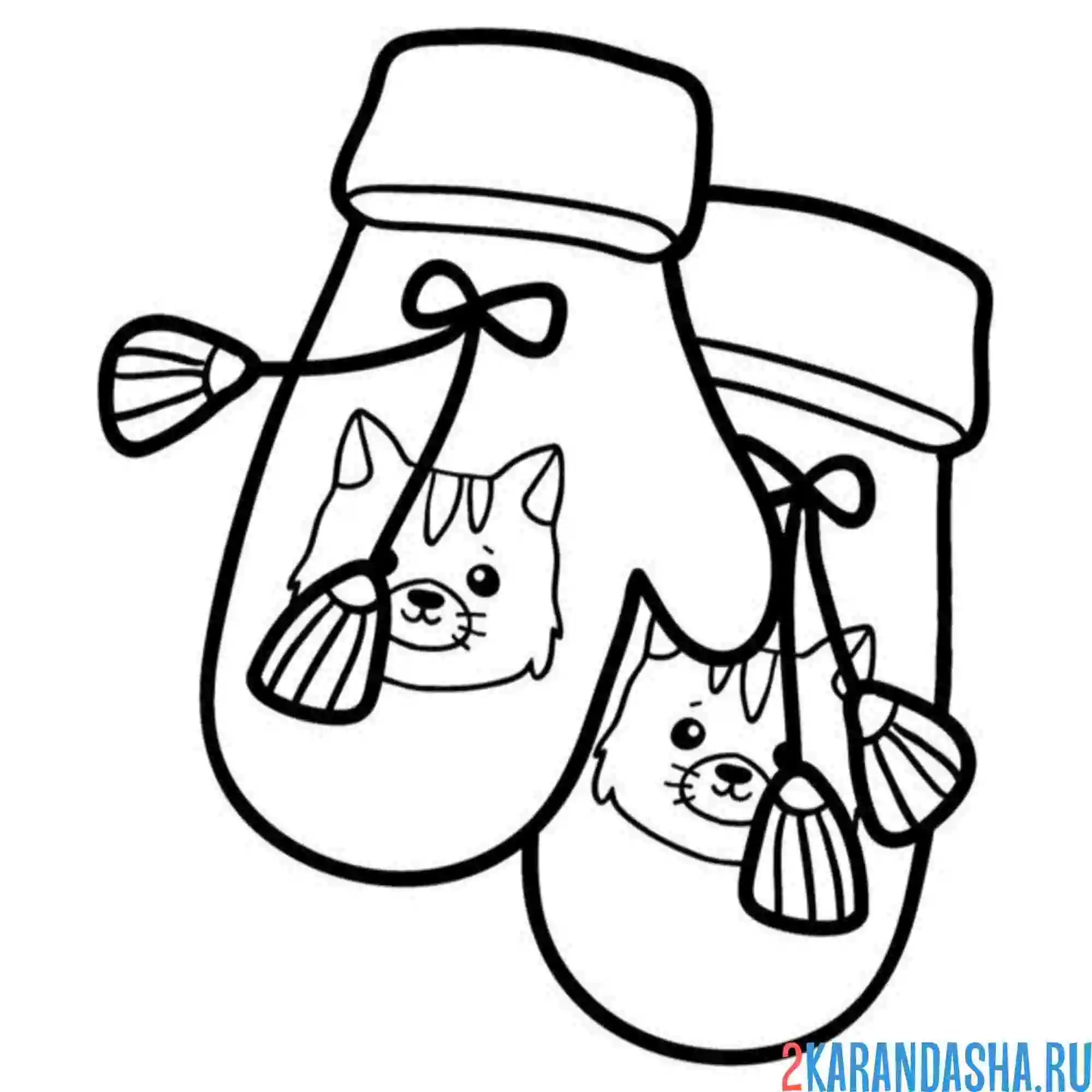 Раскраска варежки и котики