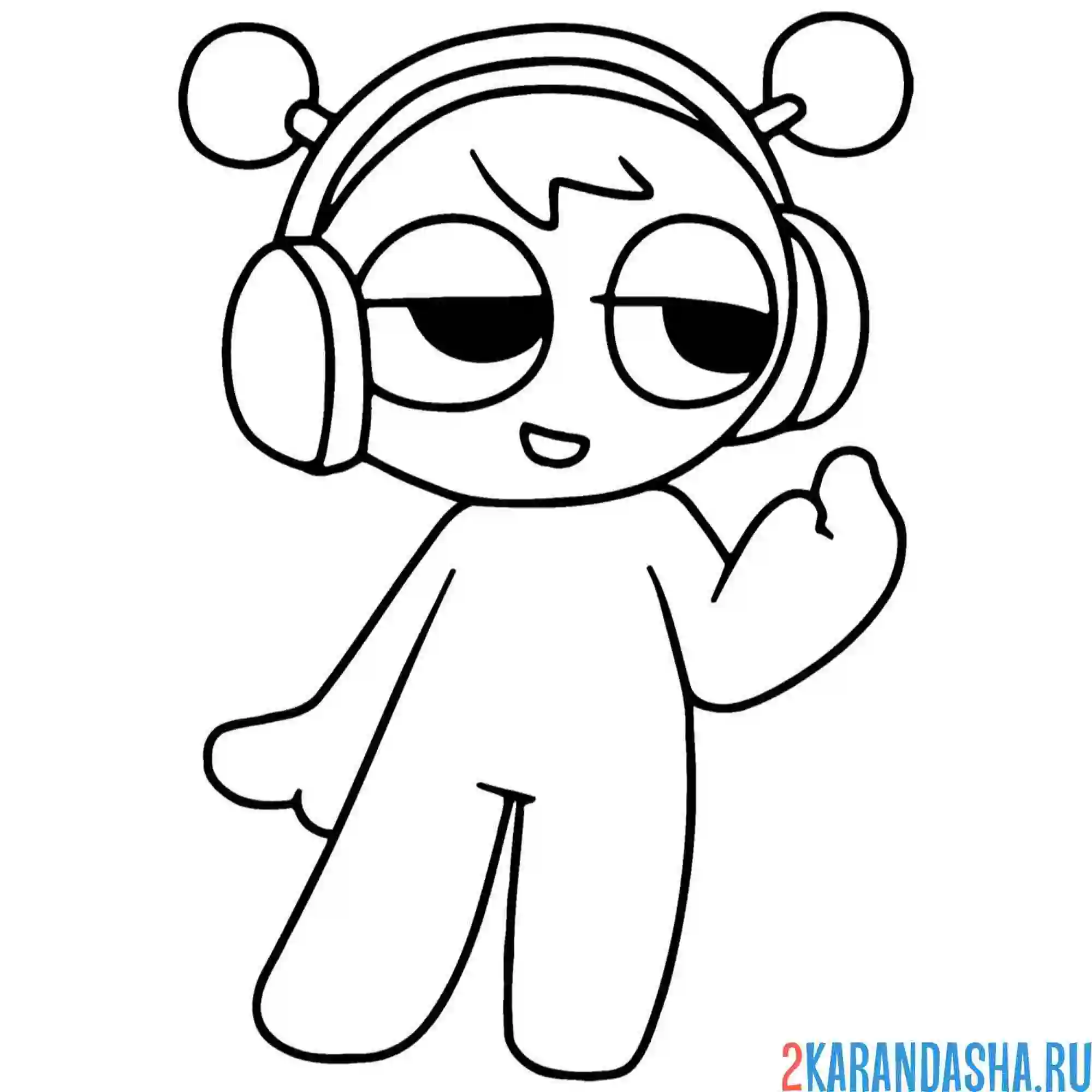 Раскраска спрунки персонаж в наушниках