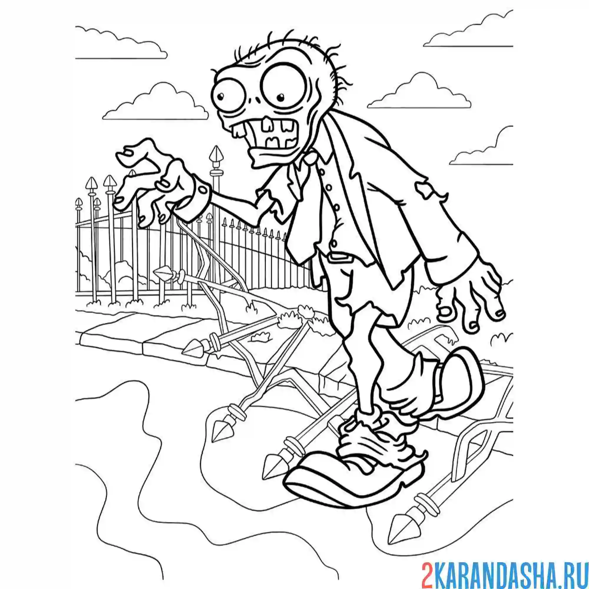 Раскраска зомби против растений огород