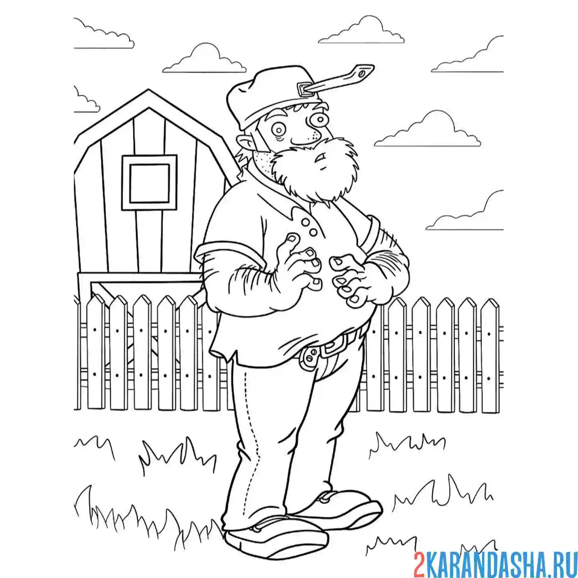 Раскраска зомби против растений фермер