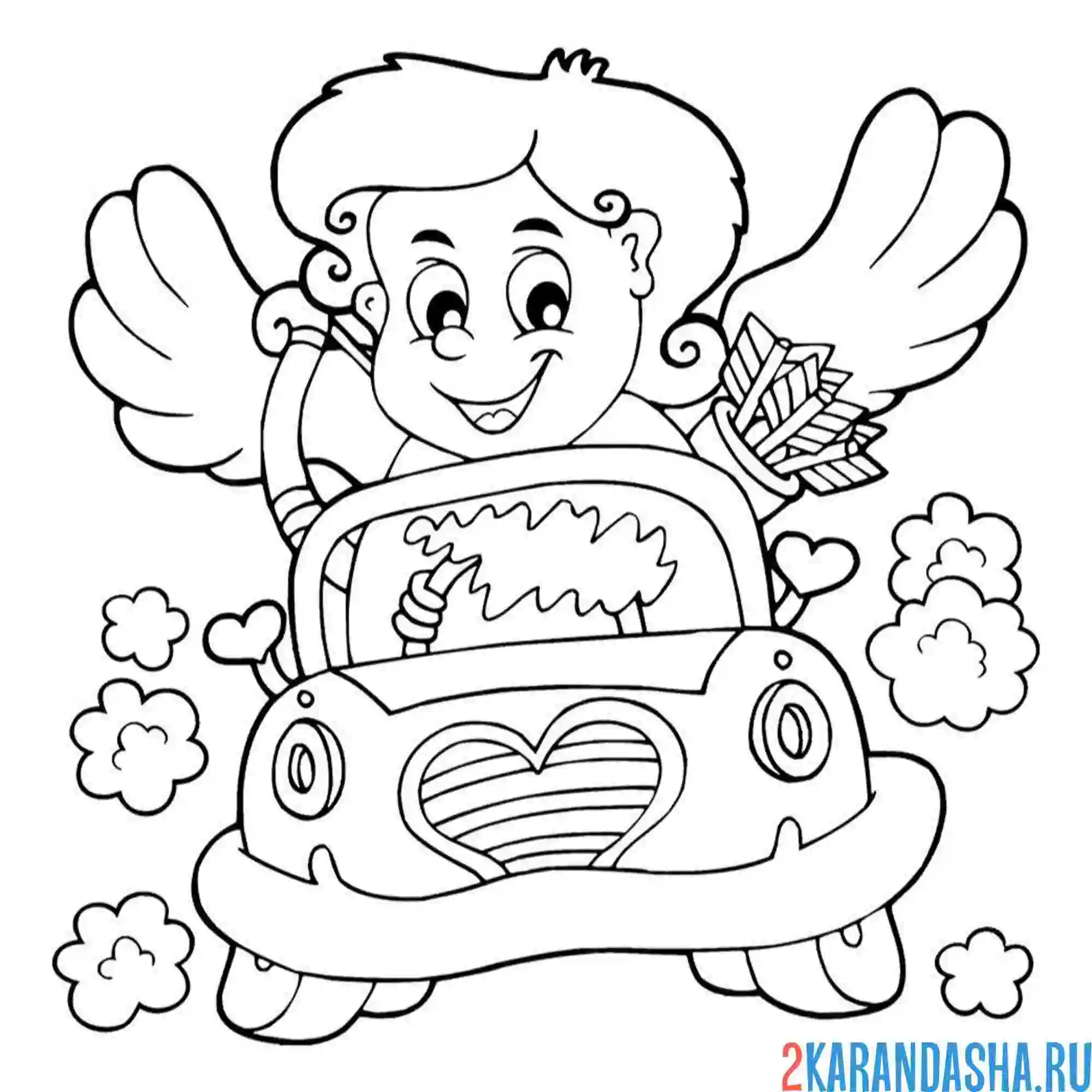 Раскраска ангелок амур 14 февраля