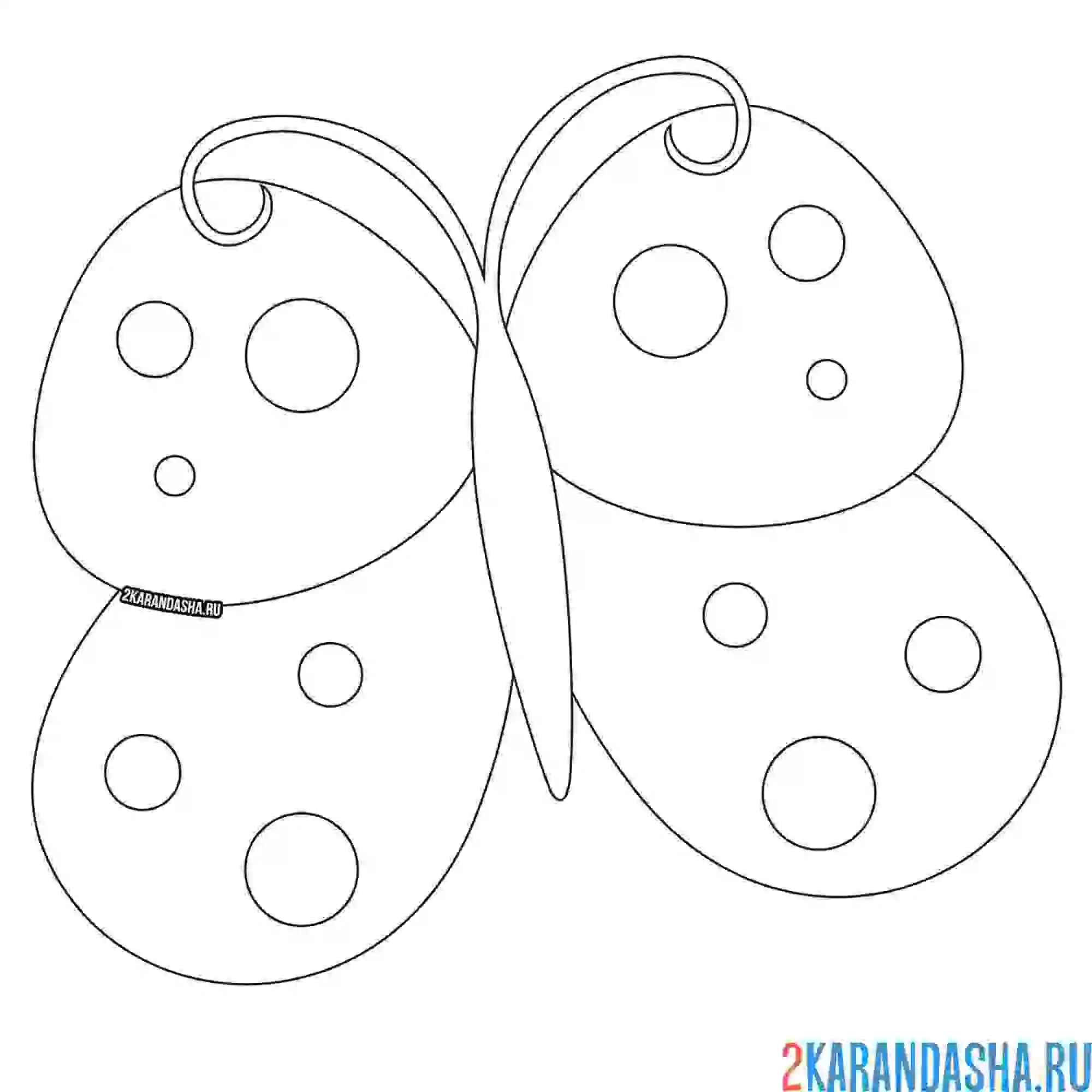 Раскраска бабочка из простых фигур