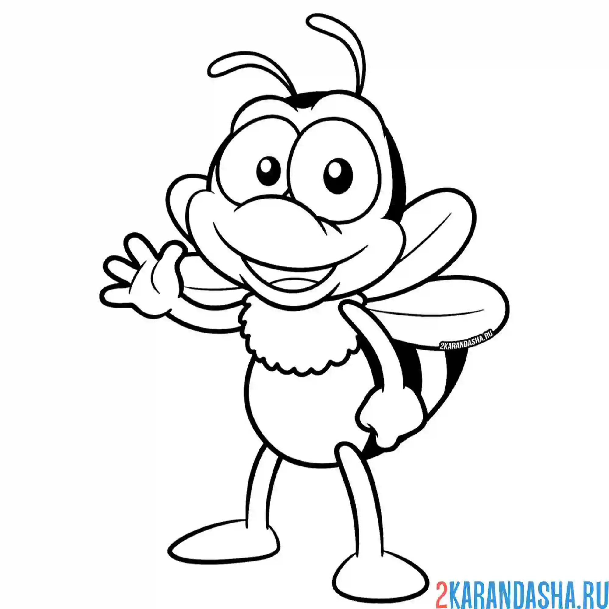Раскраска мультяшная пчела