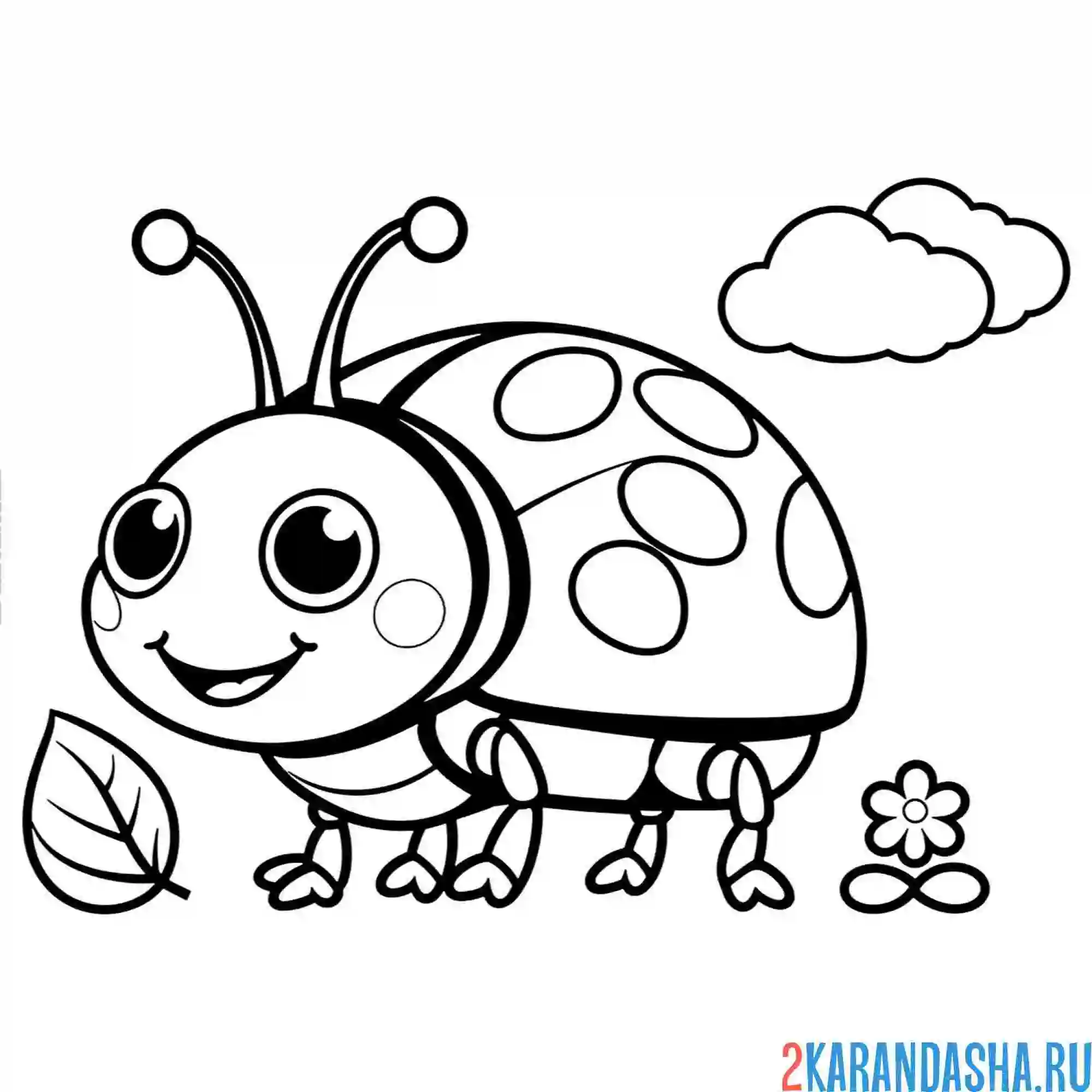 Раскраска божья коровка и облачко