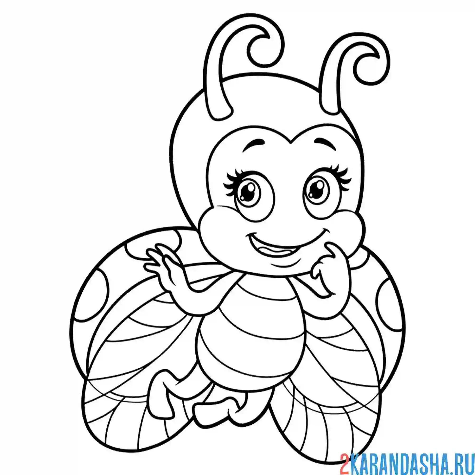 Раскраска божья коровка милашка