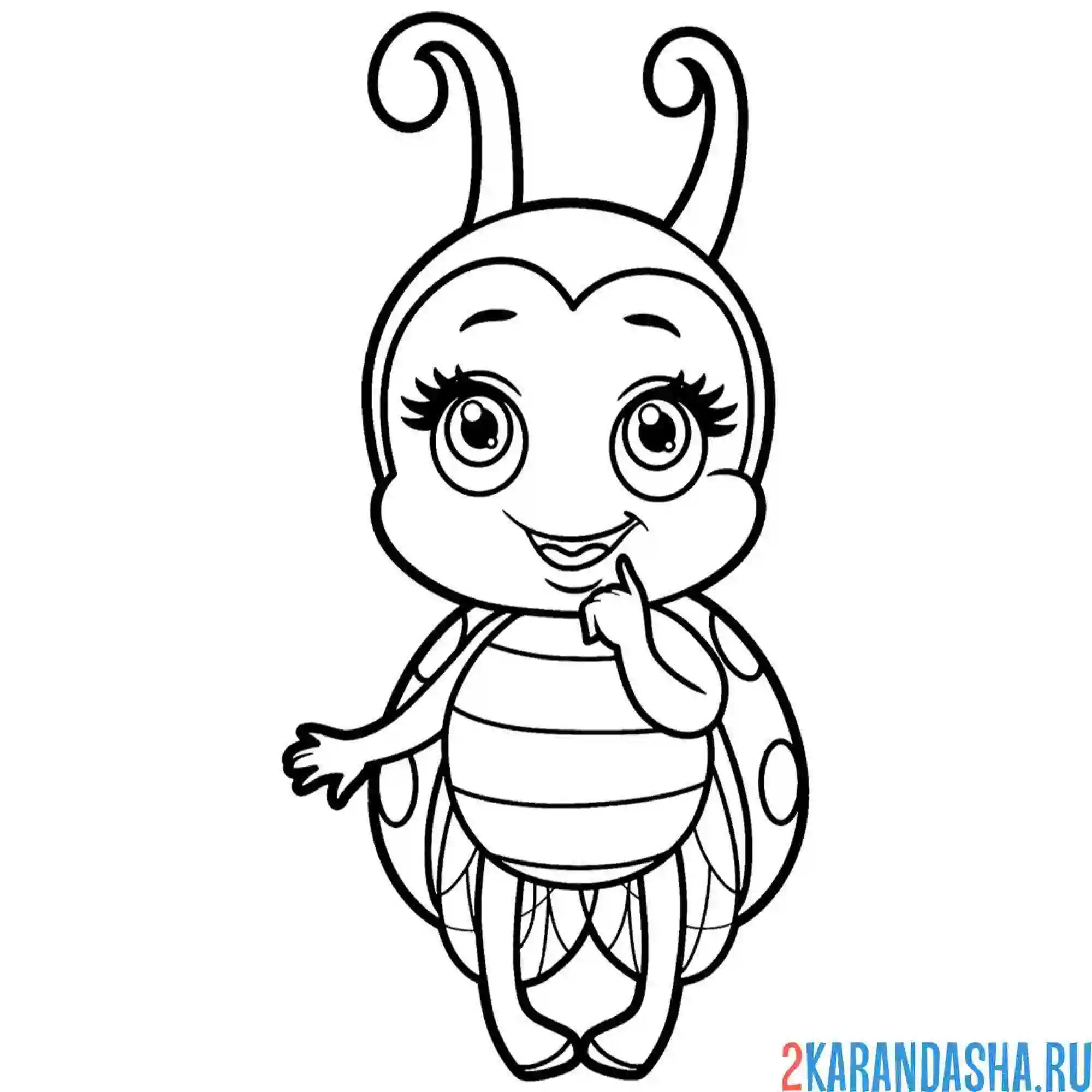 Раскраска божья коровка стесняется