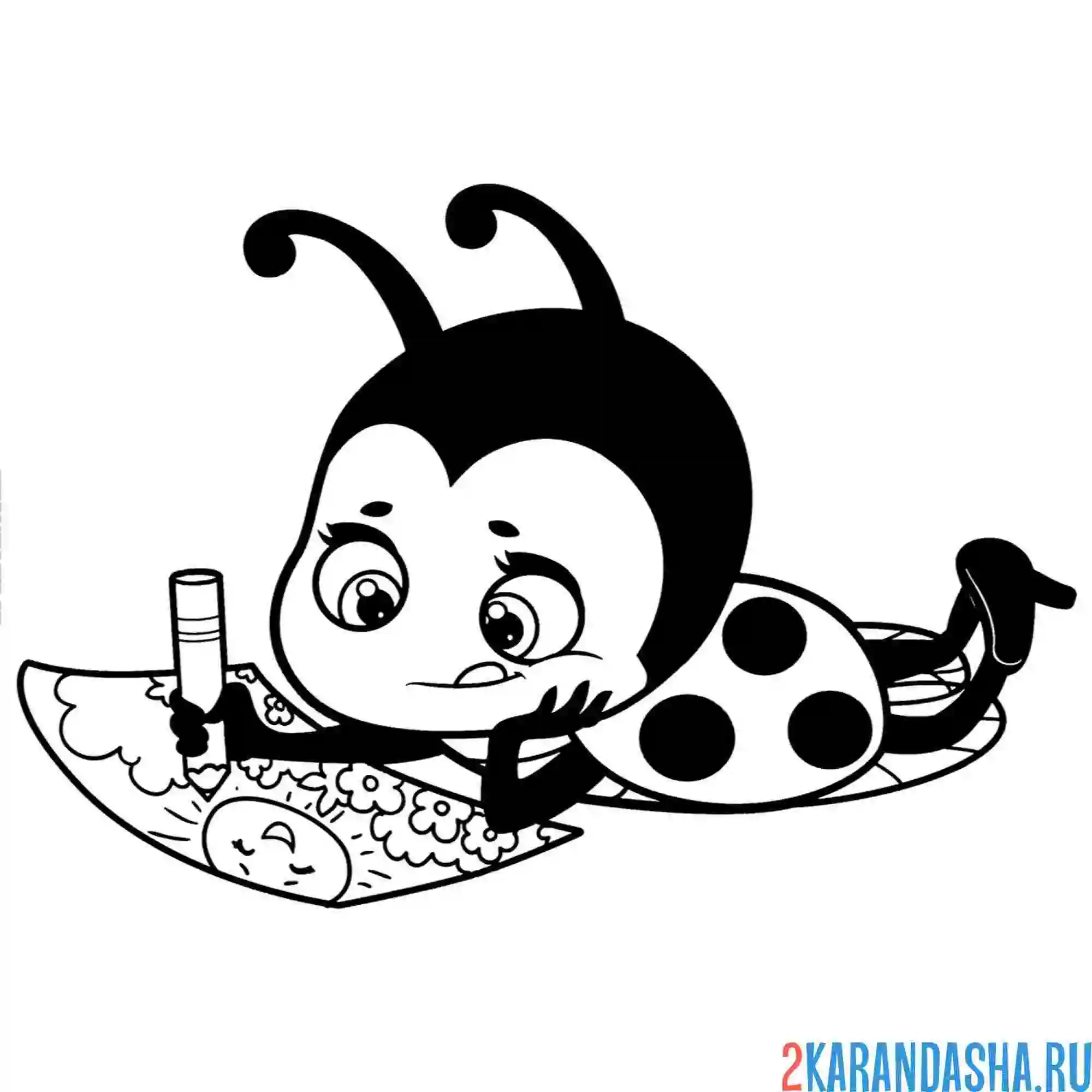 Раскраска божья коровка рисует