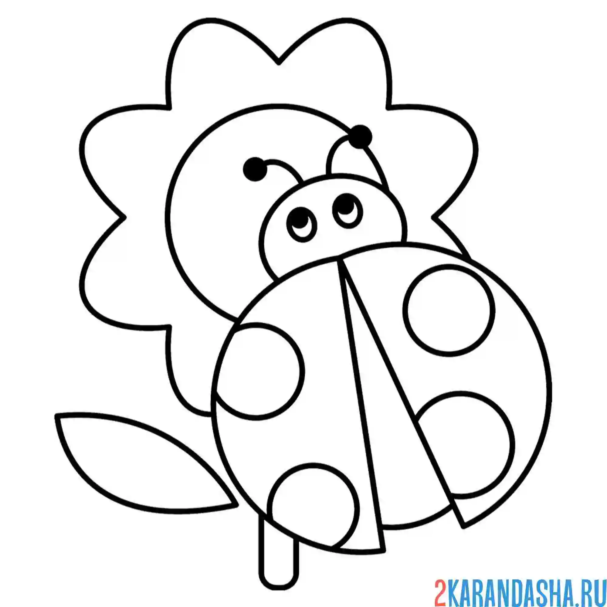 Раскраска цветочек и маленькая божья коровка